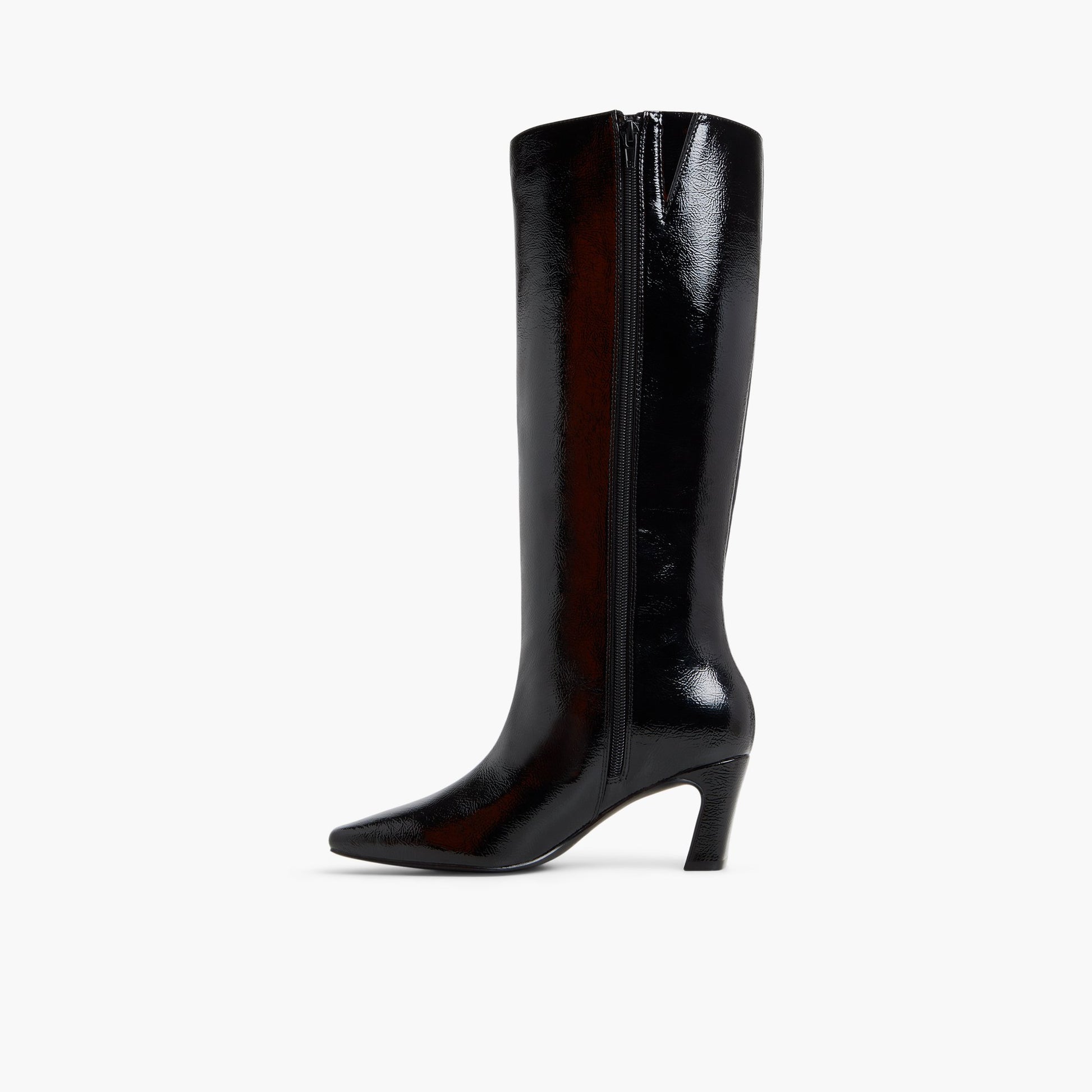 Test FR:Side view of Noir Ouvert Izadoraa Bottes mi-mollet