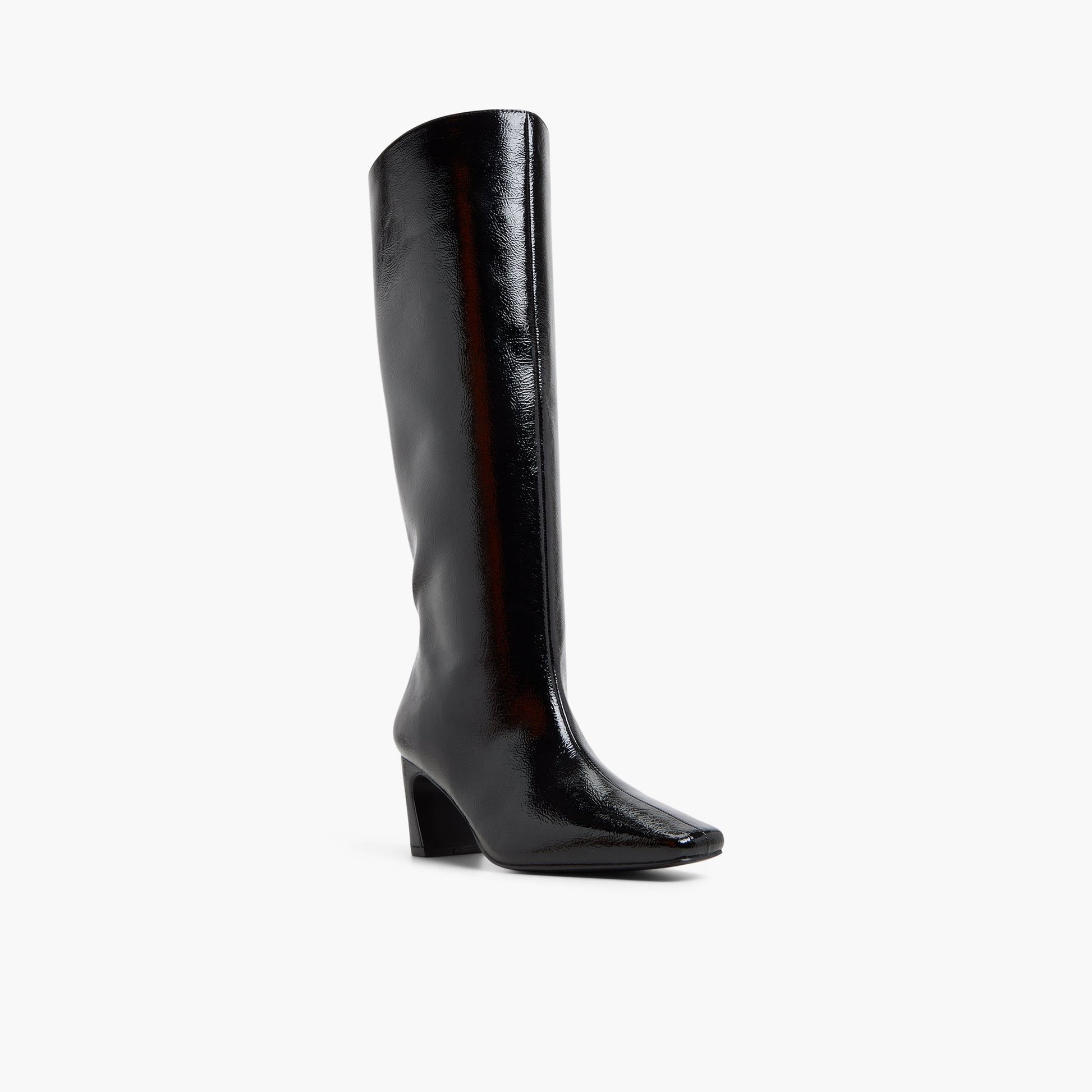 Test FR:Three-quarter angle of Noir Ouvert Izadoraa Bottes mi-mollet's front side