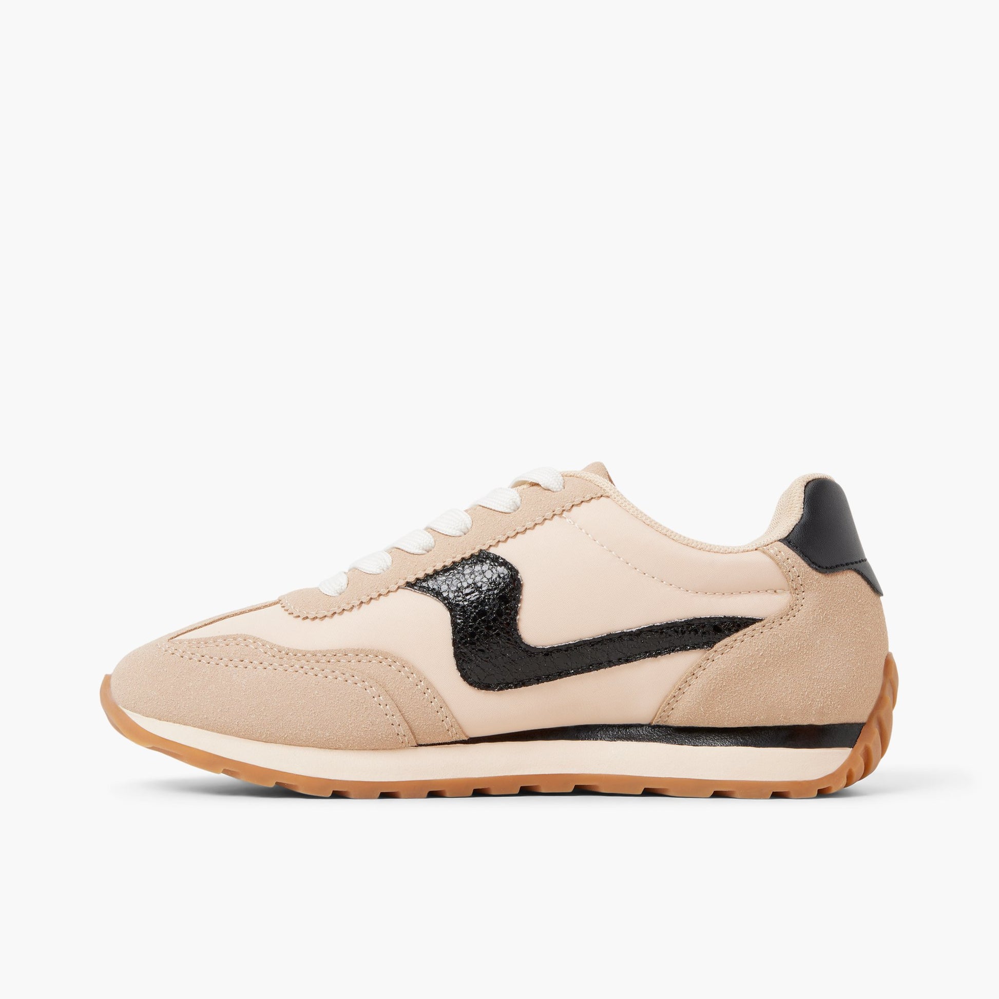 Side view of Dark Beige Corrie Low-Top Sneakers