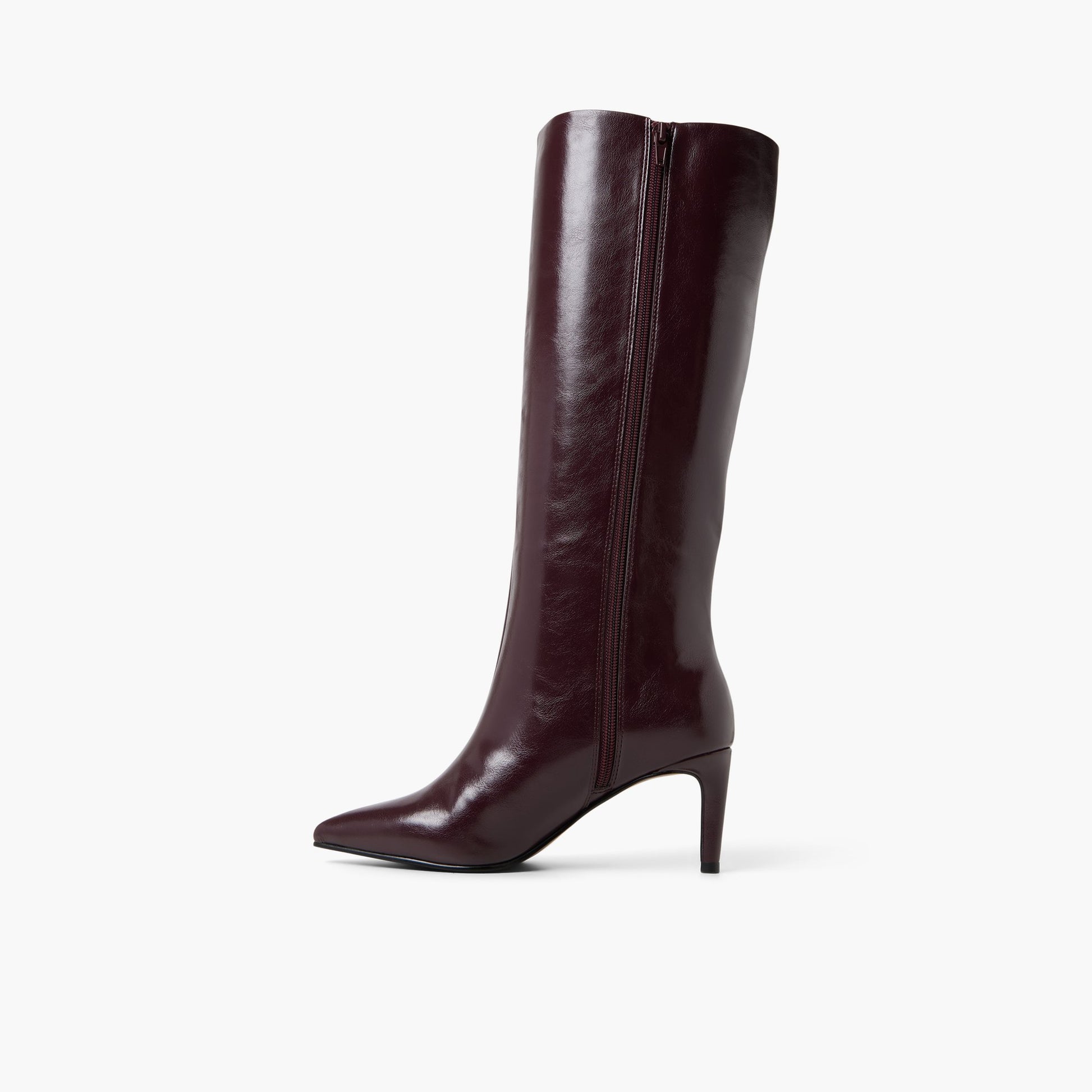 Side view of Open Brown Rhodde Low-Mid Heeled Tall Boots