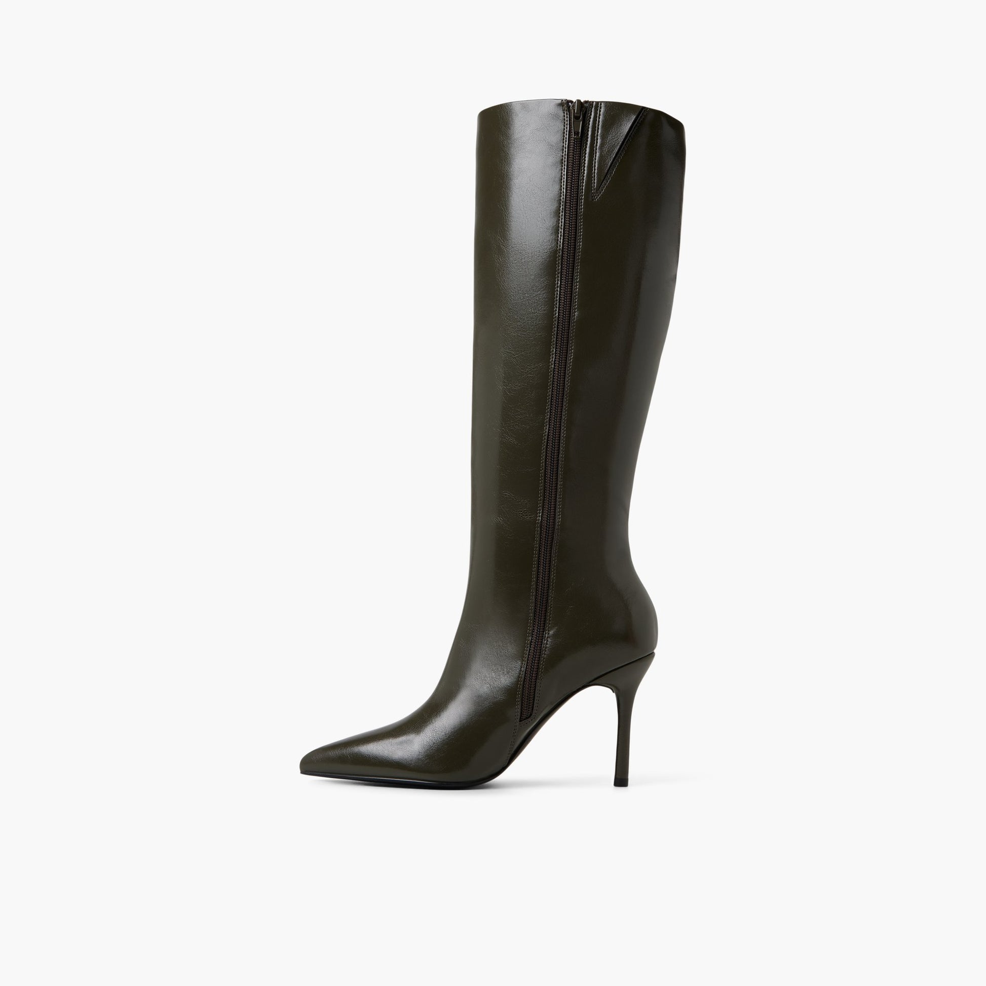 Side view of Dark Green Marynn Knee-High Boots