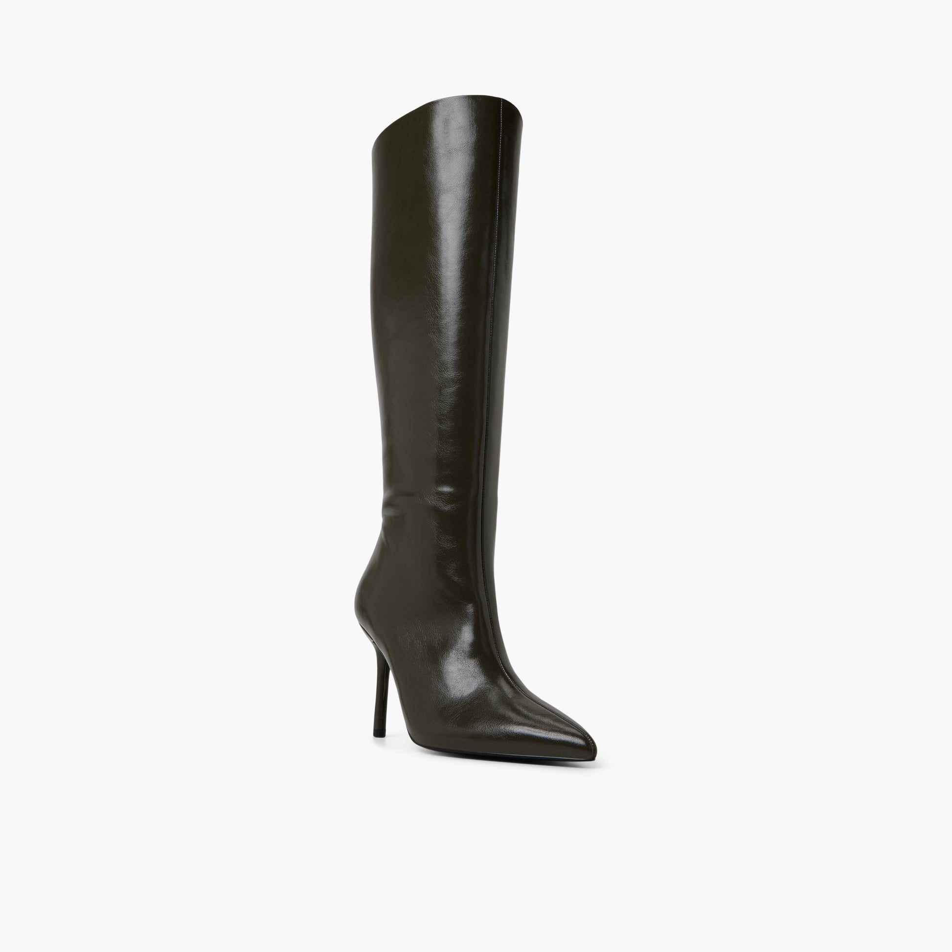 Three-quarter angle of Dark Green Marynn Knee-High Boots's front side
