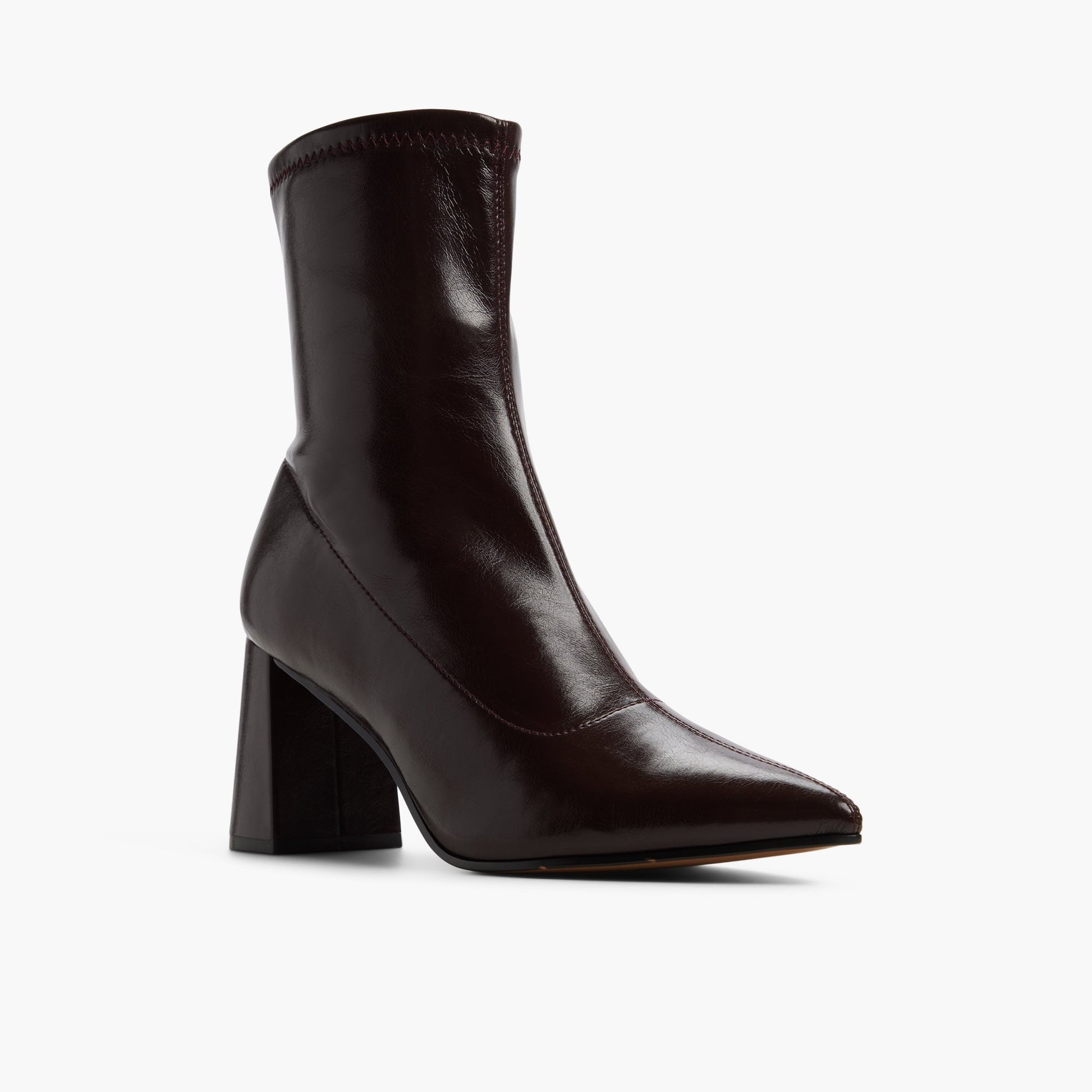 Three-quarter angle of Dark Brown Elaraa Ankle Boots's front side