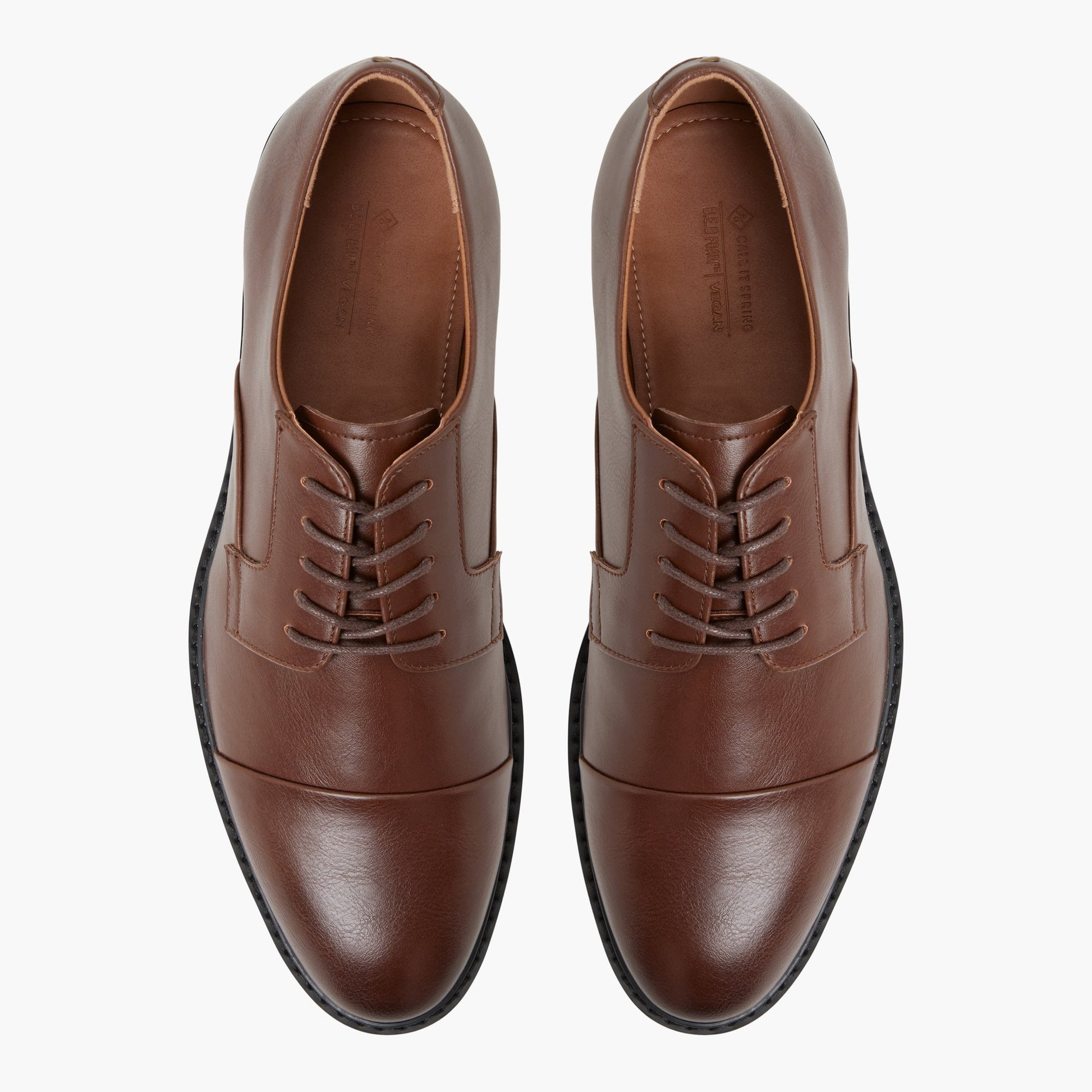 Top-down view of the Cognac Desmarais Derby Shoes