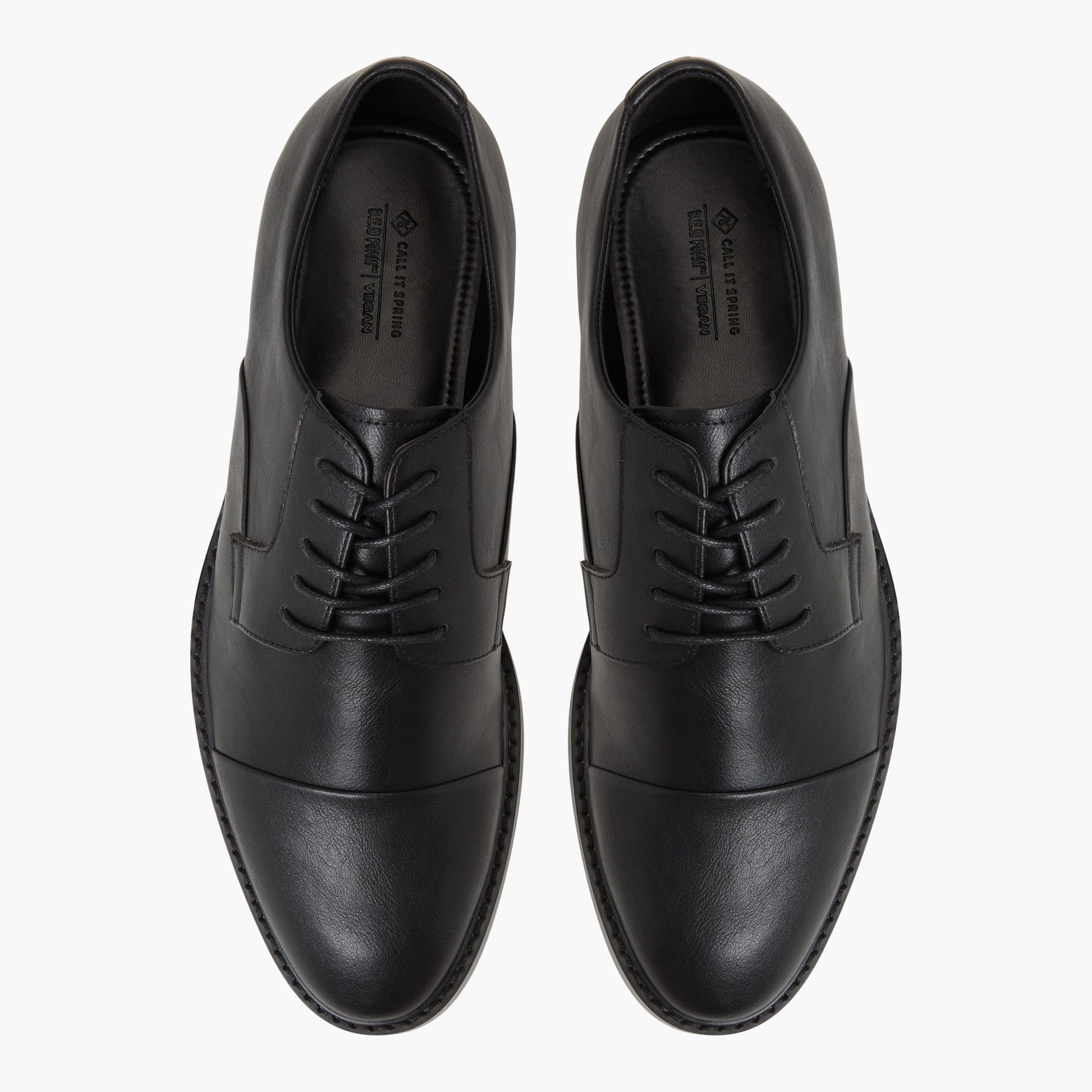 Top-down view of the Black Desmarais Derby Shoes