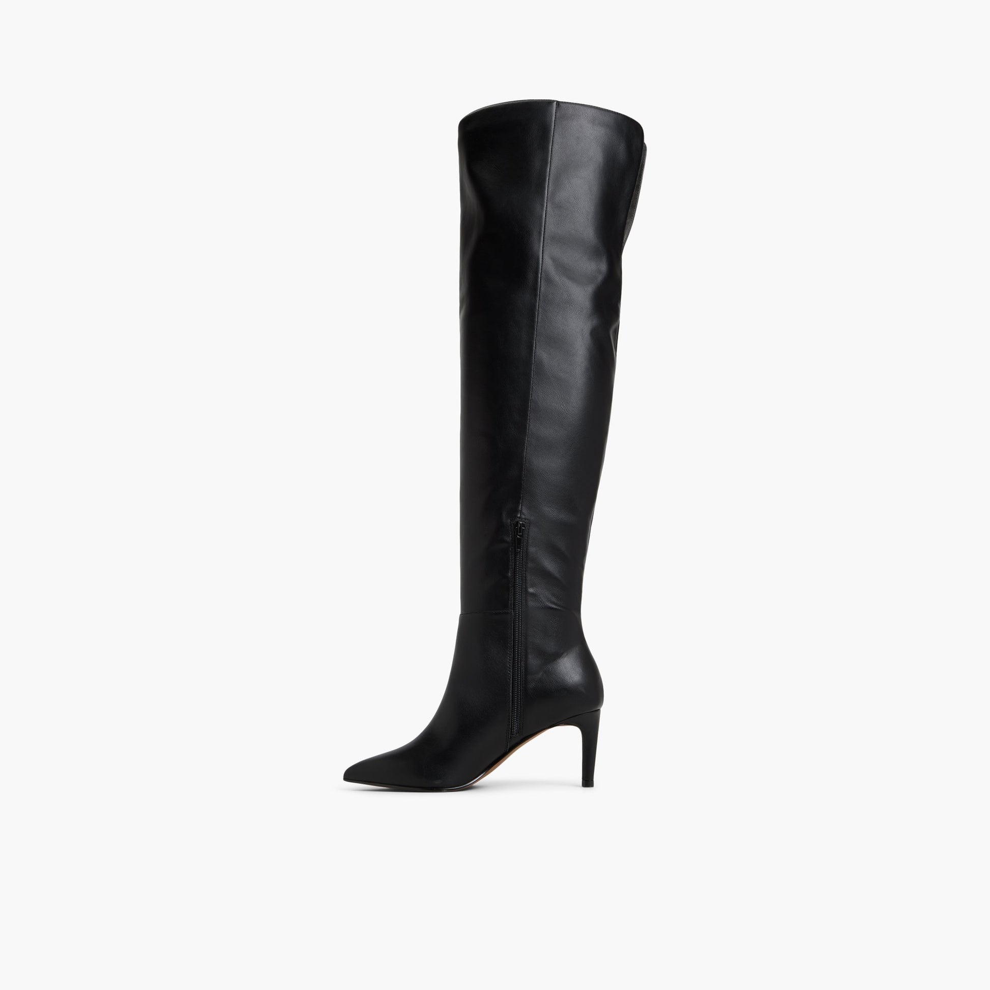 Side view of Black Biancaah Thigh-High Boots