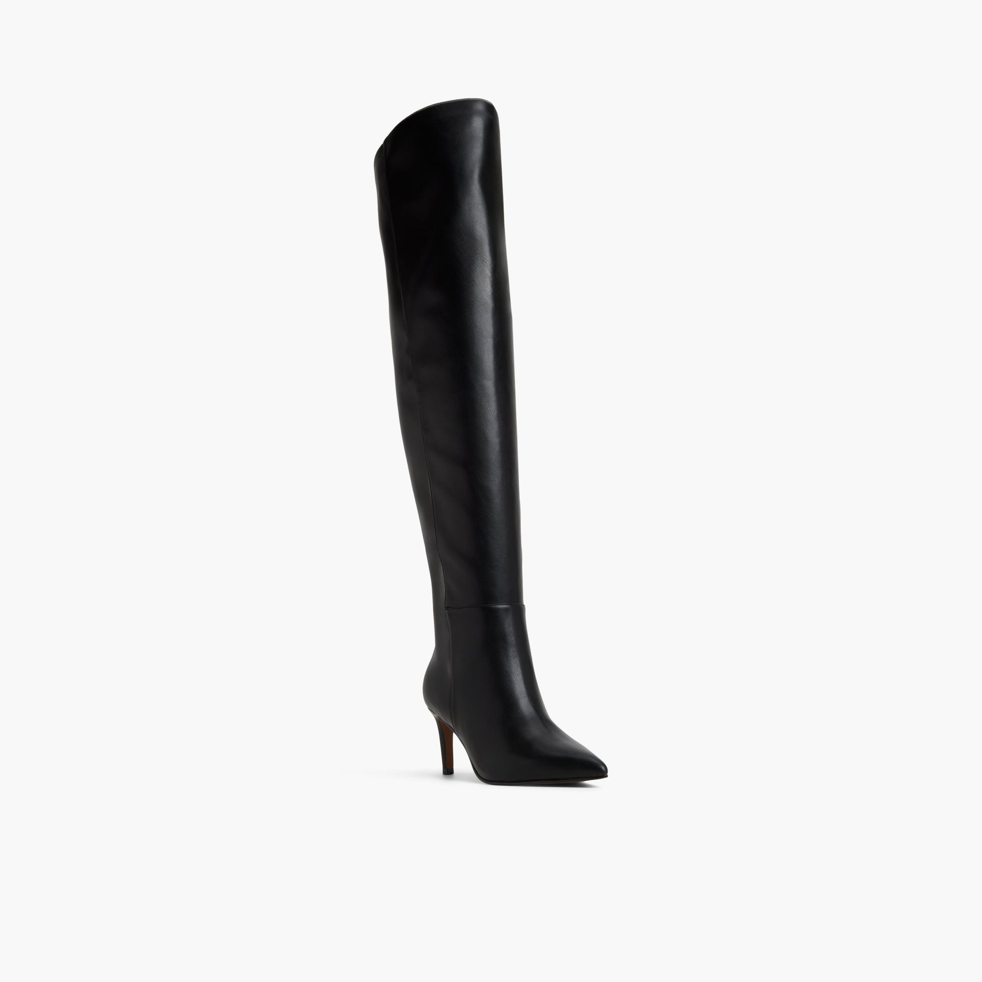 Three-quarter angle of Black Biancaah Thigh-High Boots's front side