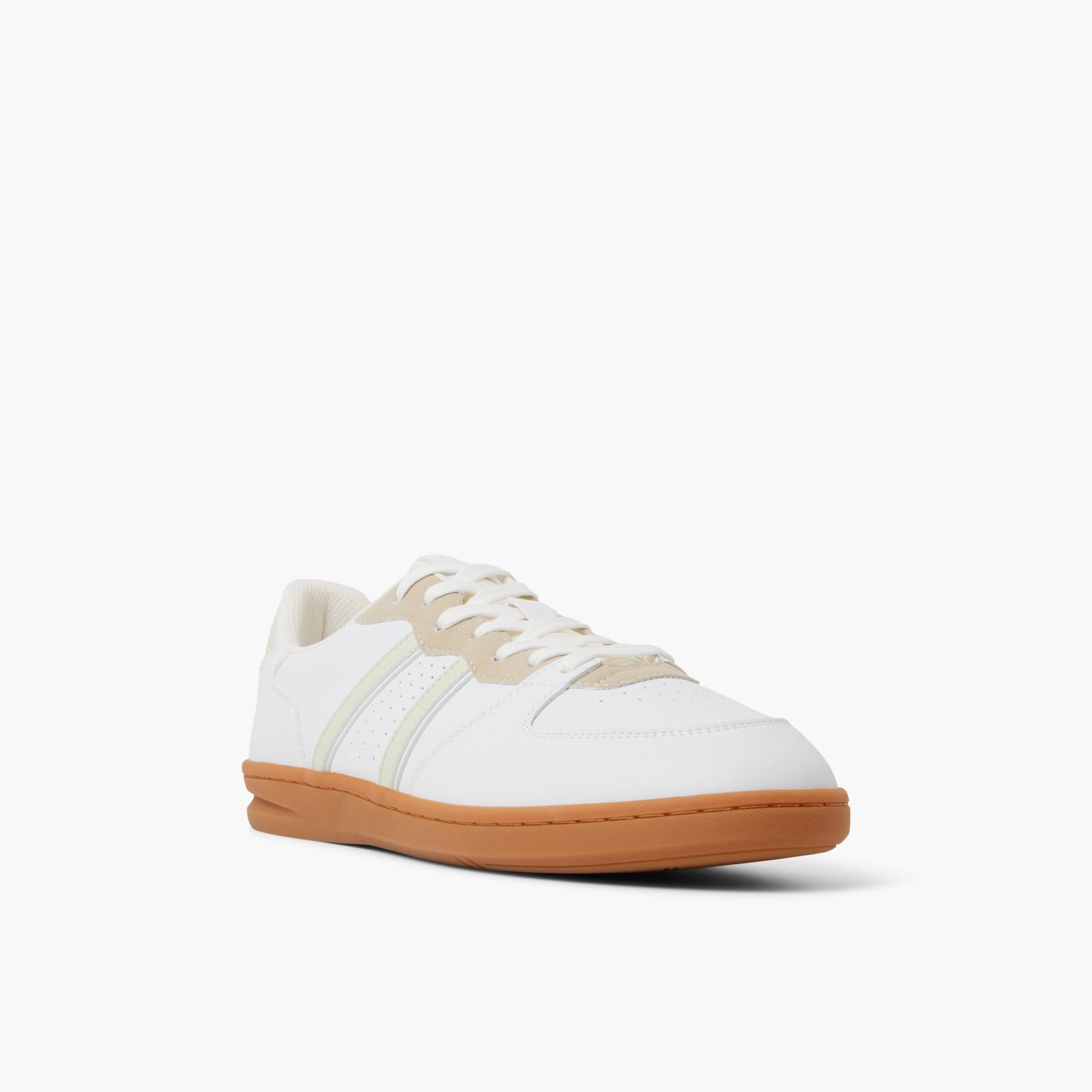 Three-quarter angle of White Yoshida Low-top Sneakers's front side