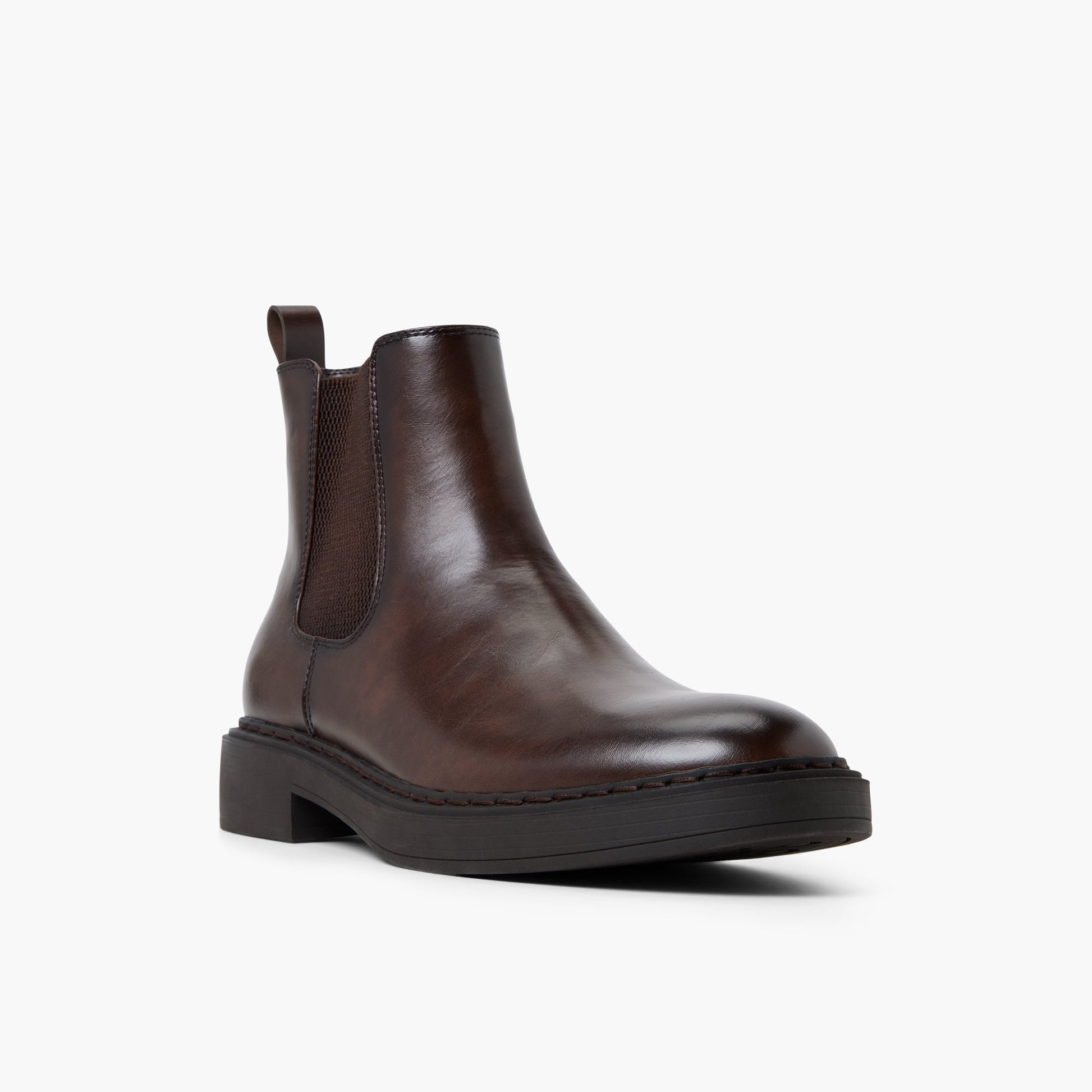 Three-quarter angle of Dark brown Shafer Chelsea Boots's front side