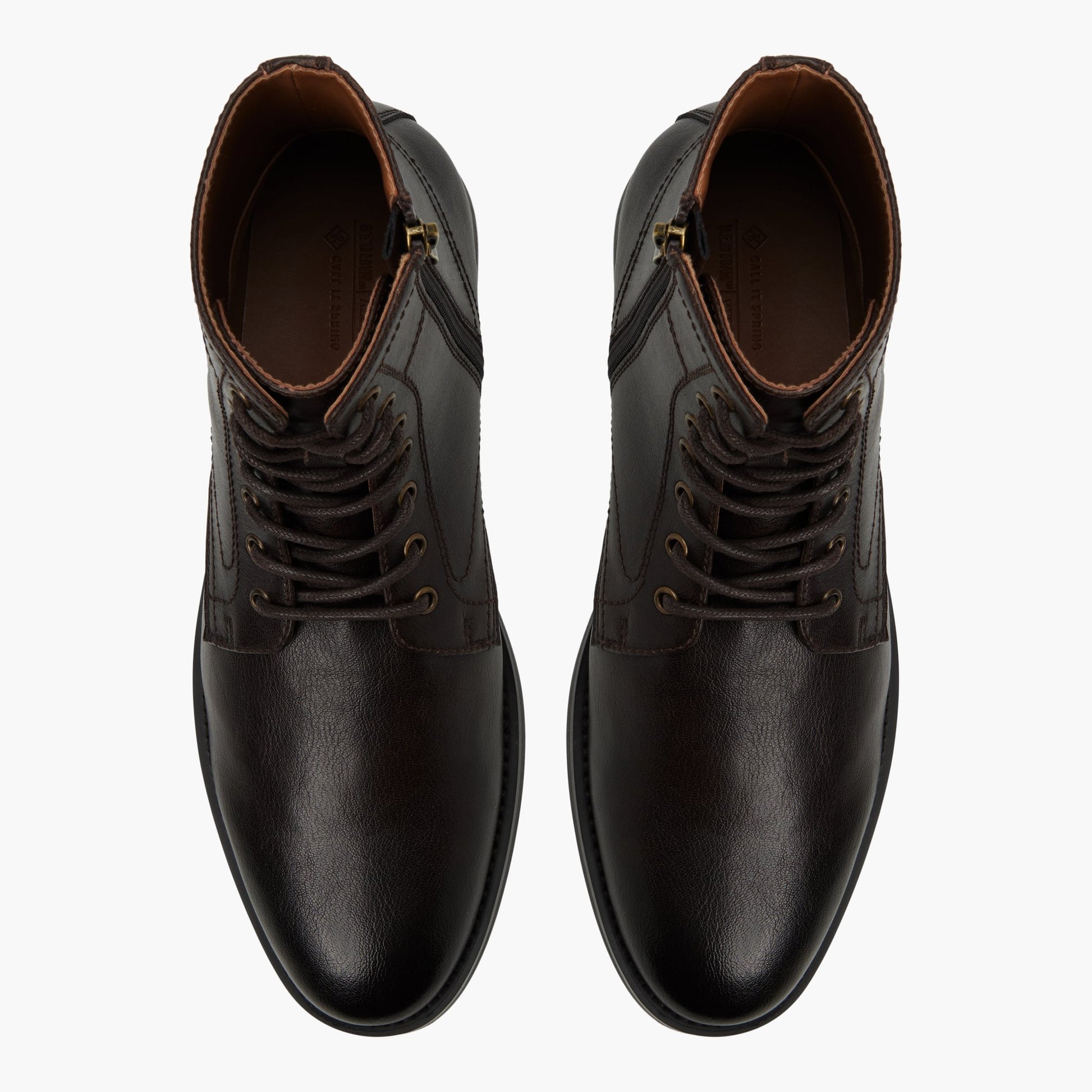 Top-down view of the Dark Brown Volland Lace-up Boots