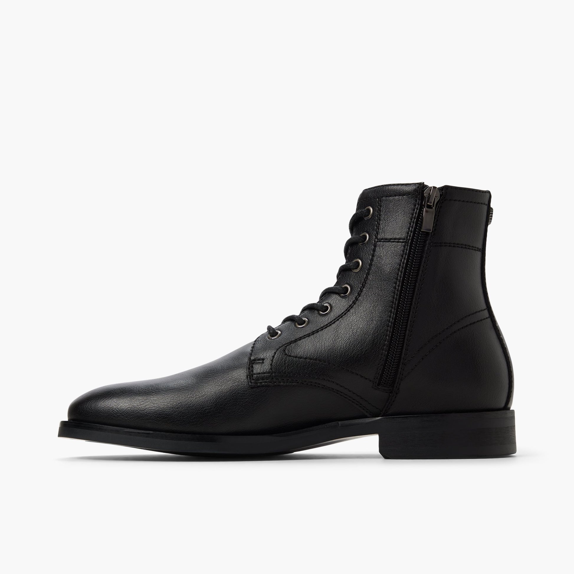 Side view of Black Volland Lace-up Boots