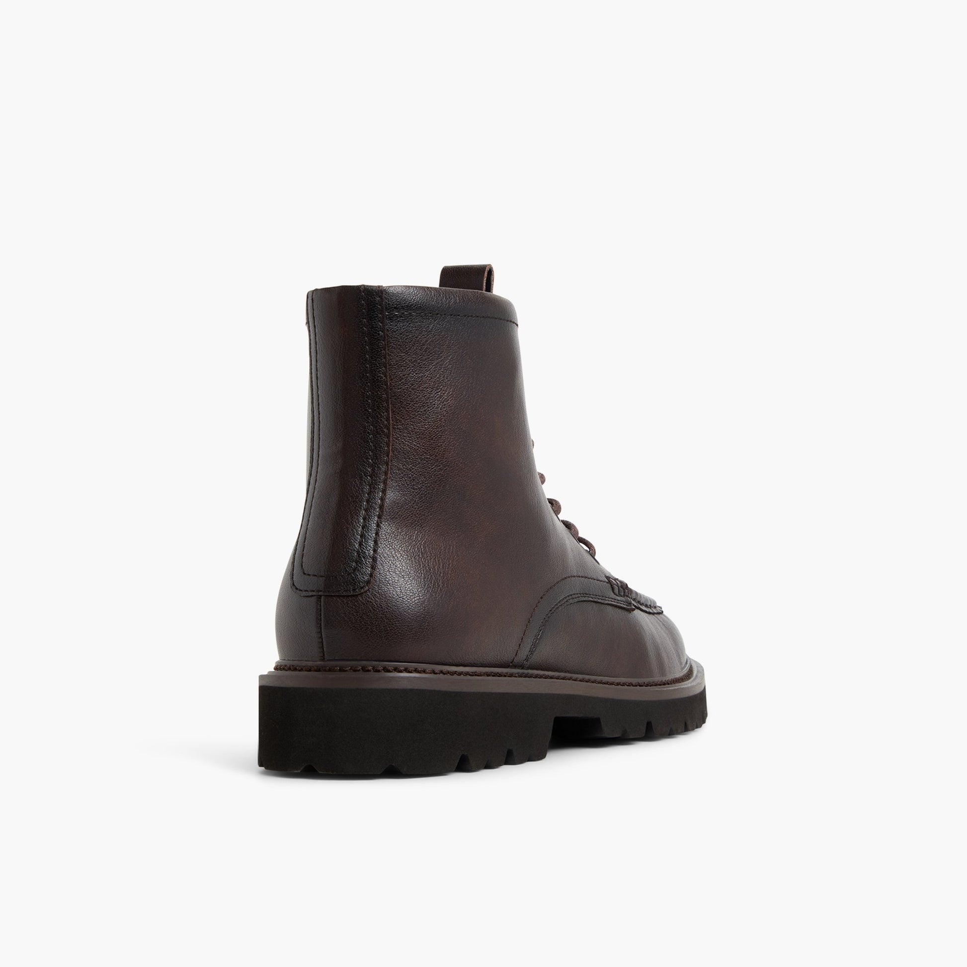 Three-quarter angle of Dark Brown Rhomer Combat Boots's back side