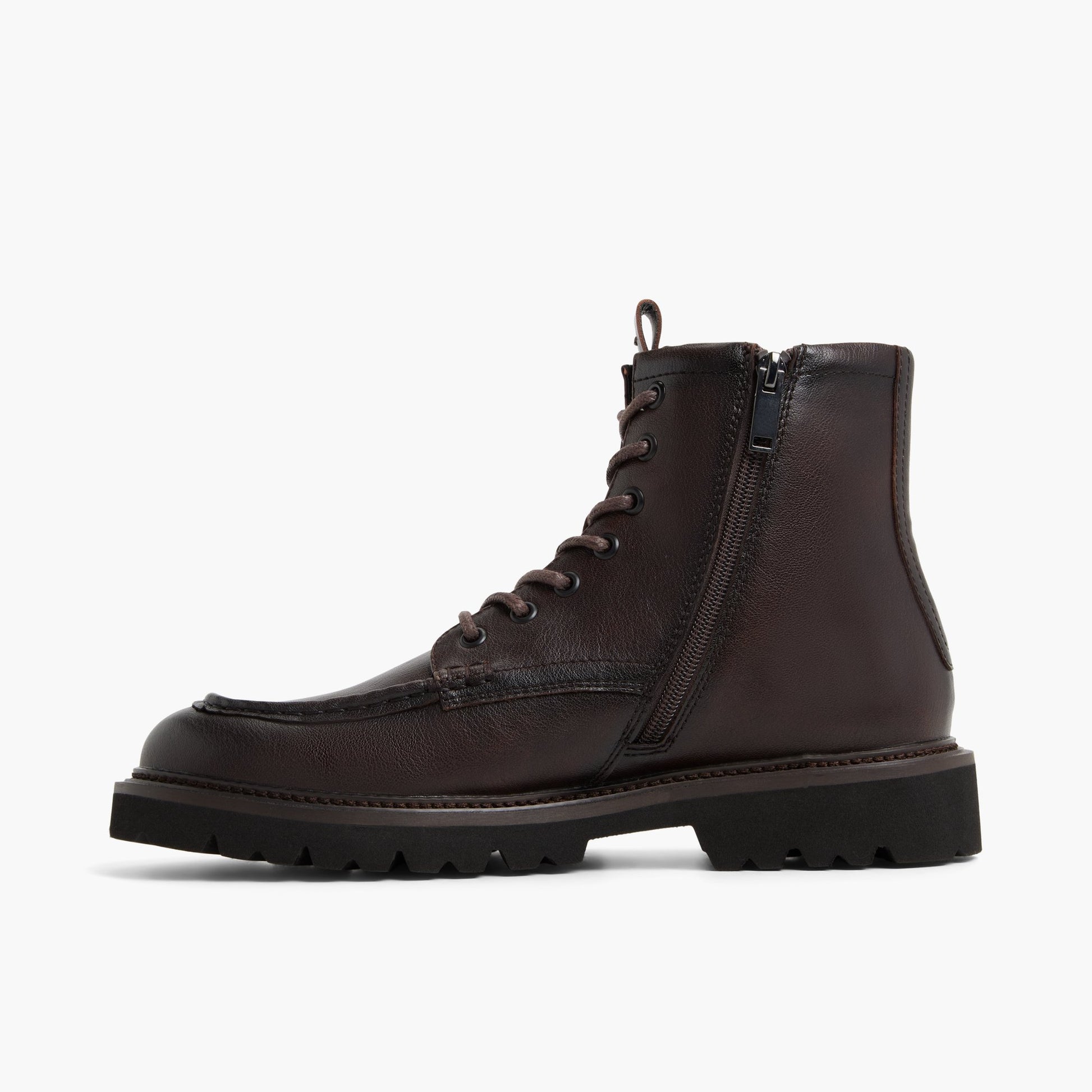 Side view of Dark Brown Rhomer Combat Boots
