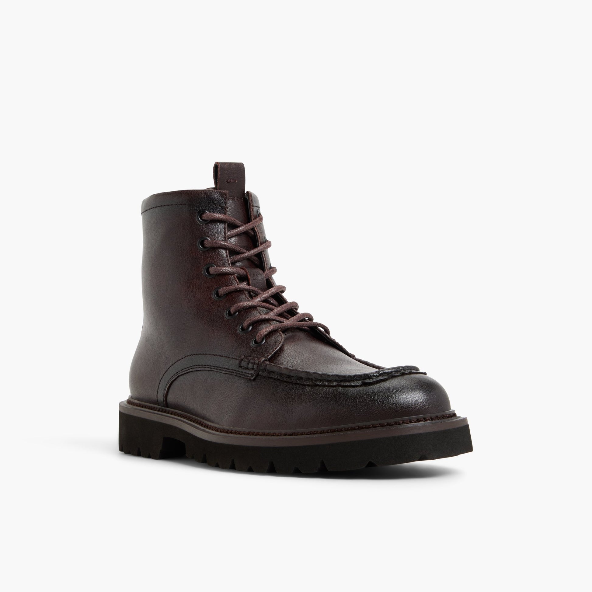Three-quarter angle of Dark Brown Rhomer Combat Boots's front side