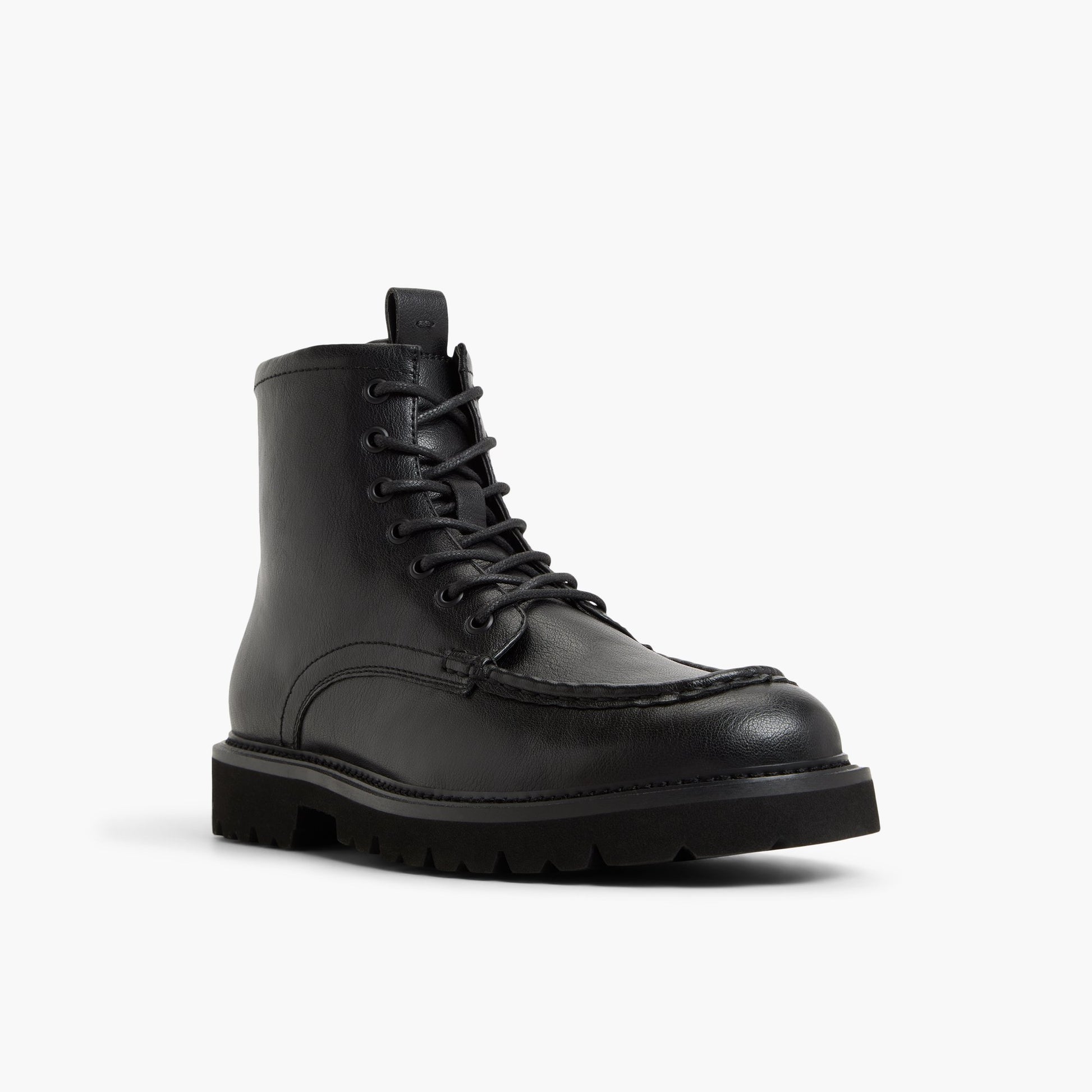 Three-quarter angle of Black Rhomer Combat Boots's front side