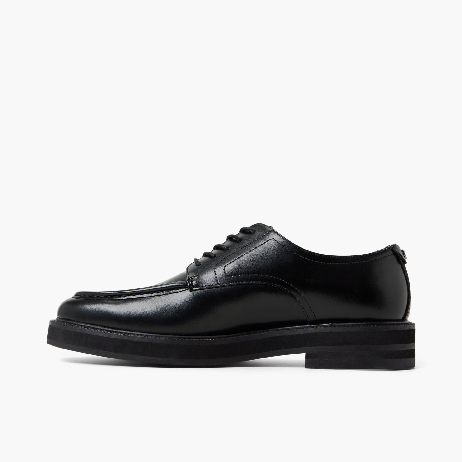 Side view of Black Salazar Derby Shoes