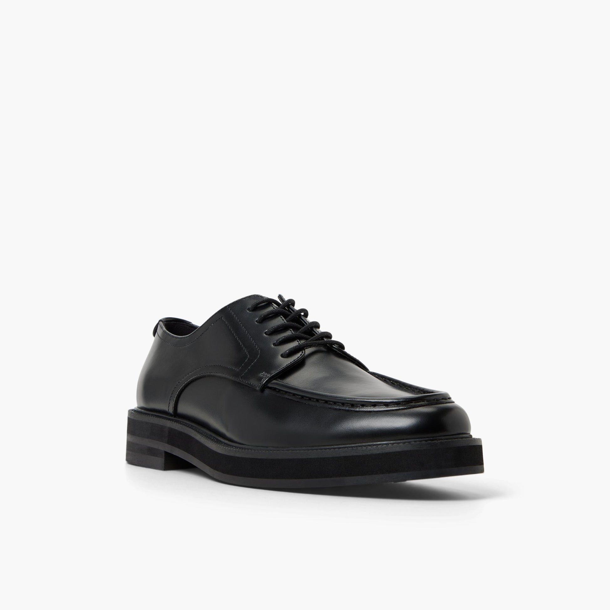 Three-quarter angle of Black Salazar Derby Shoes's front side