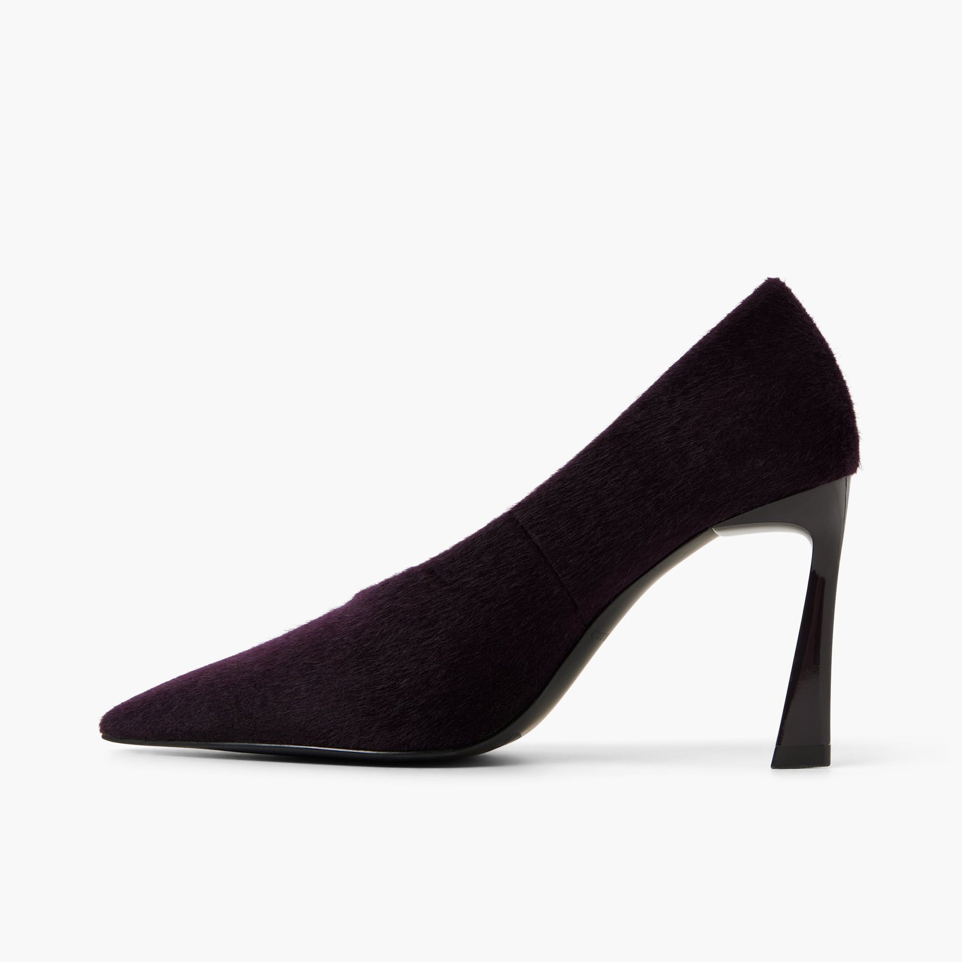 Side view of Plum Zeynaa High-Vamp Pumps