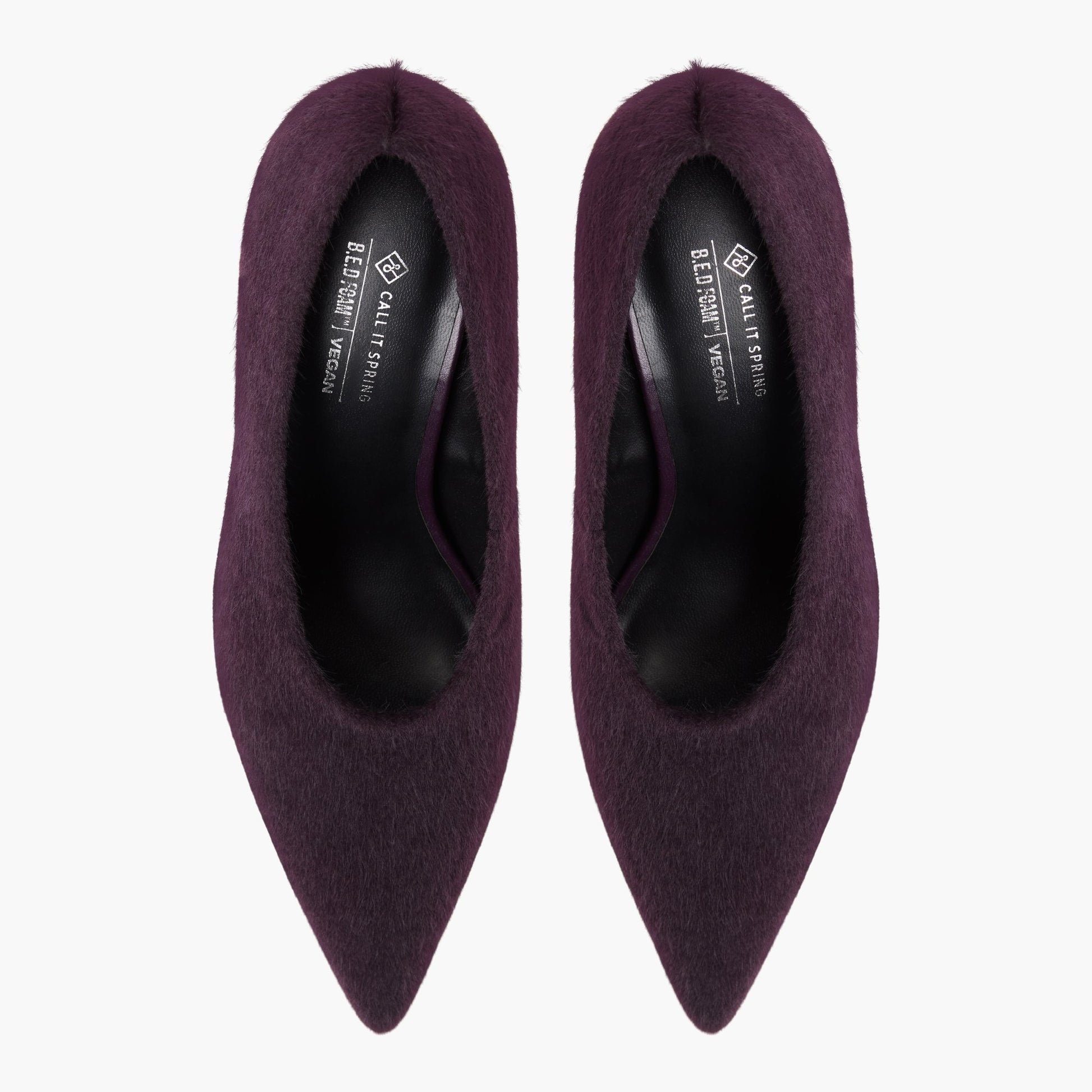 Top-down view of the Plum Zeynaa High-Vamp Pumps