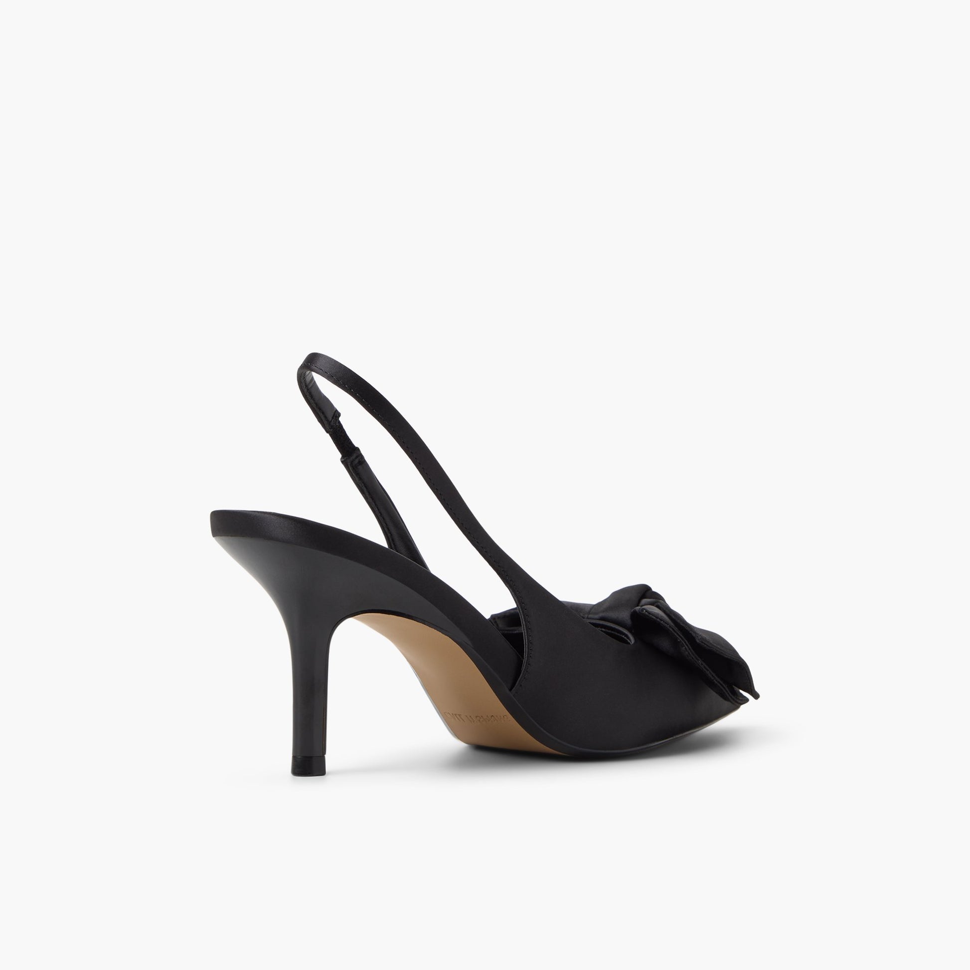 Three-quarter angle of Open black Atheena Slingback Heels's back side