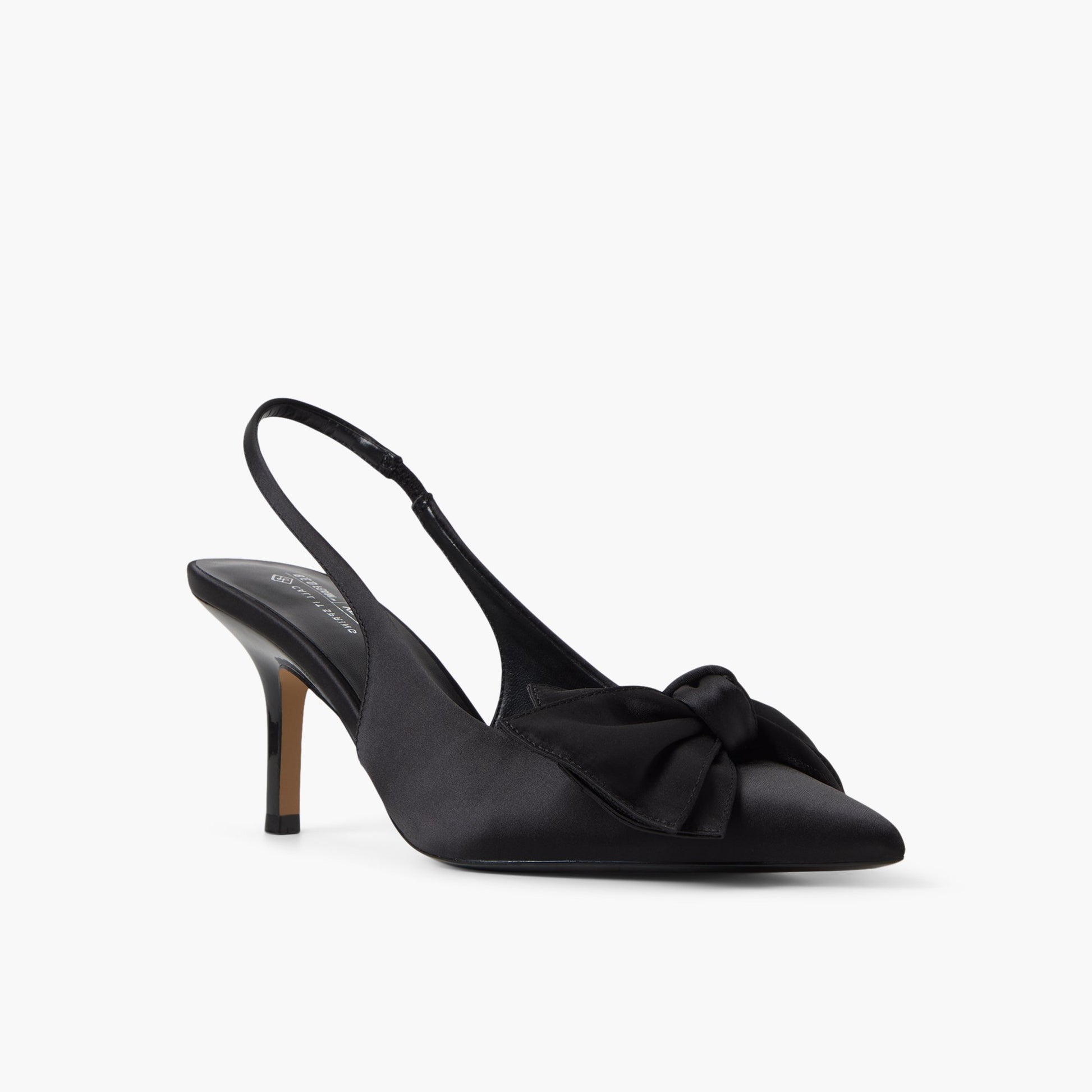 Three-quarter angle of Open black Atheena Slingback Heels's front side