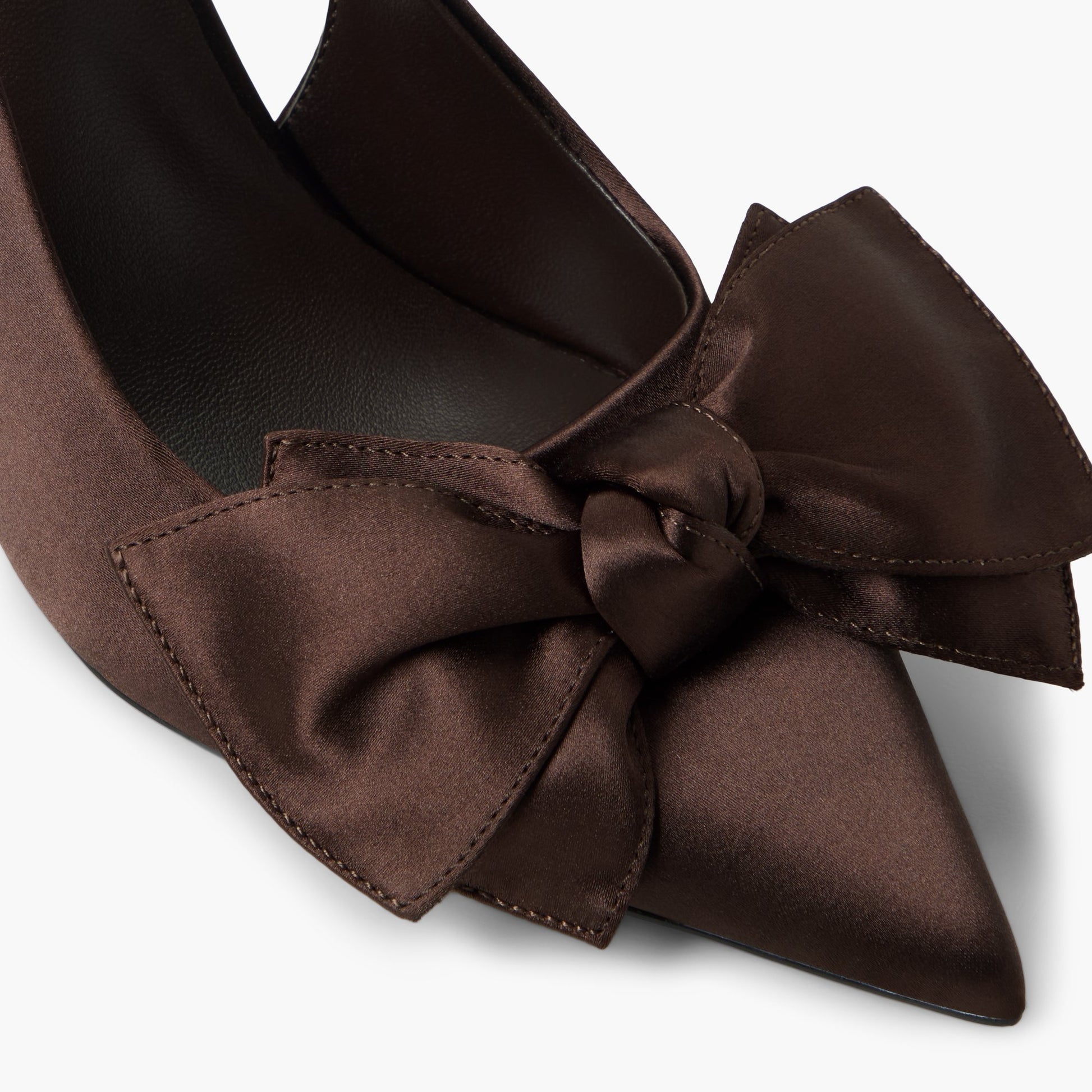 Close-up of the Dark Brown Atheena Slingback Heels