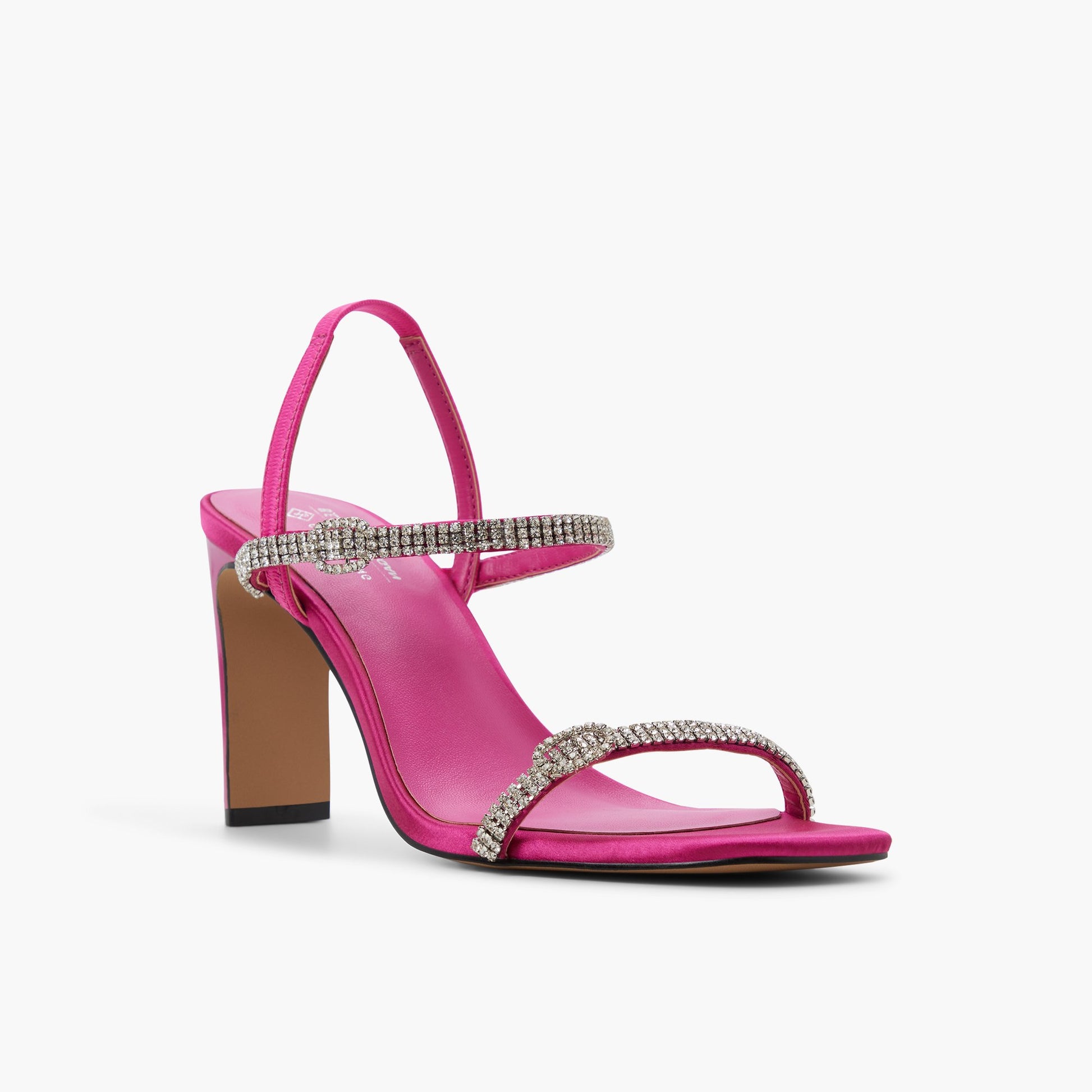 Three-quarter angle of Fuchsia Oddessa Slingback High Heels's front side