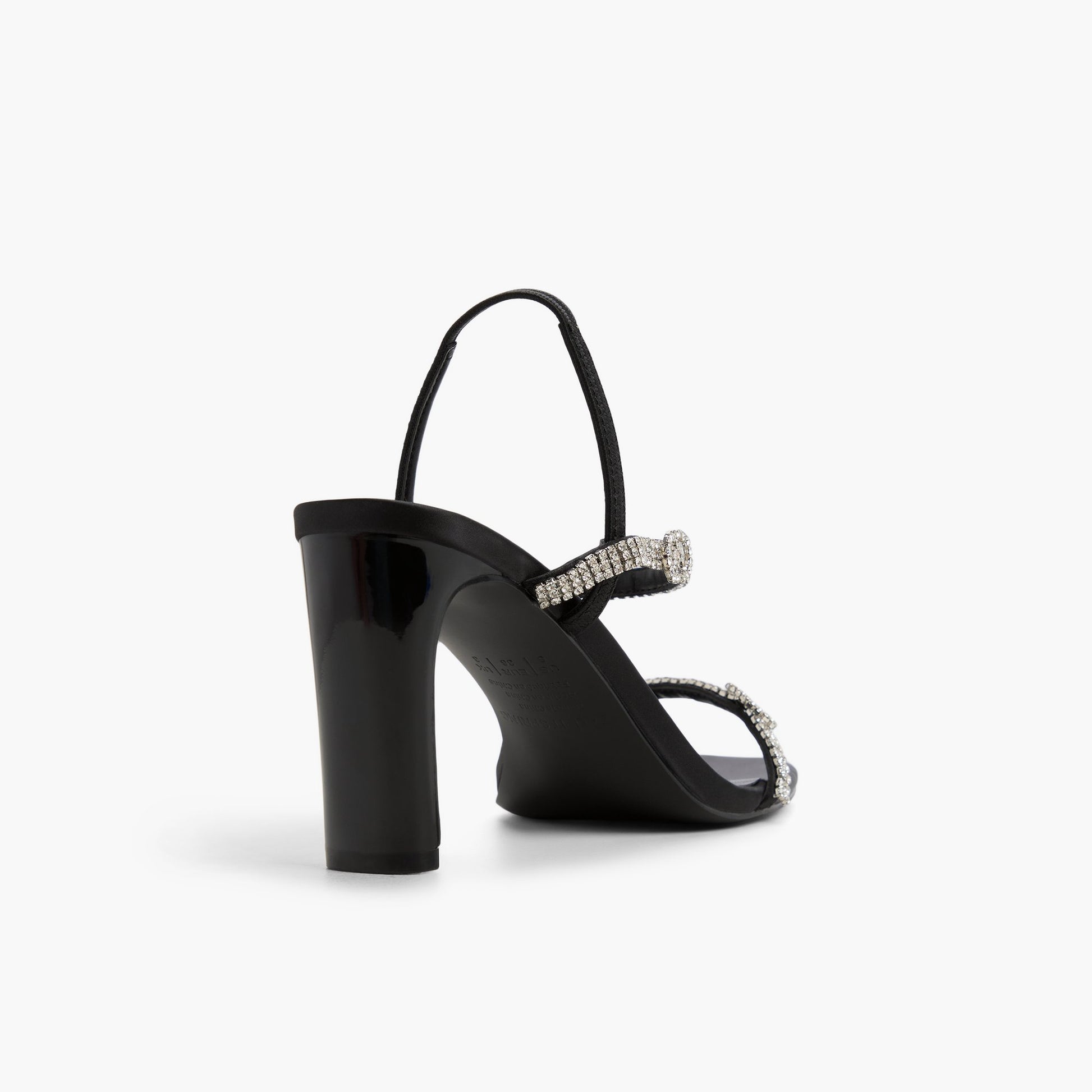 Three-quarter angle of Black Oddessa Slingback High Heels's back side