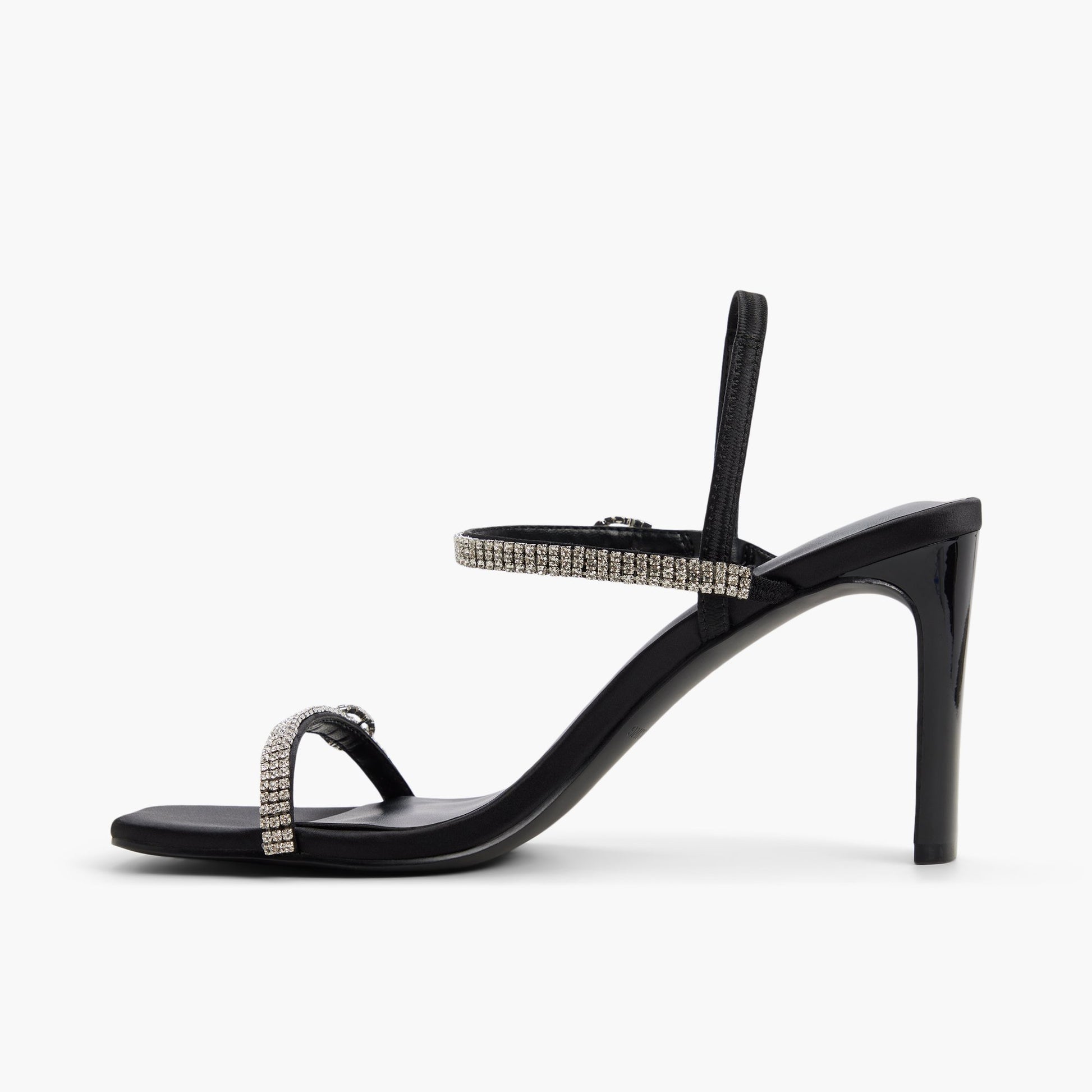 Side view of Black Oddessa Slingback High Heels