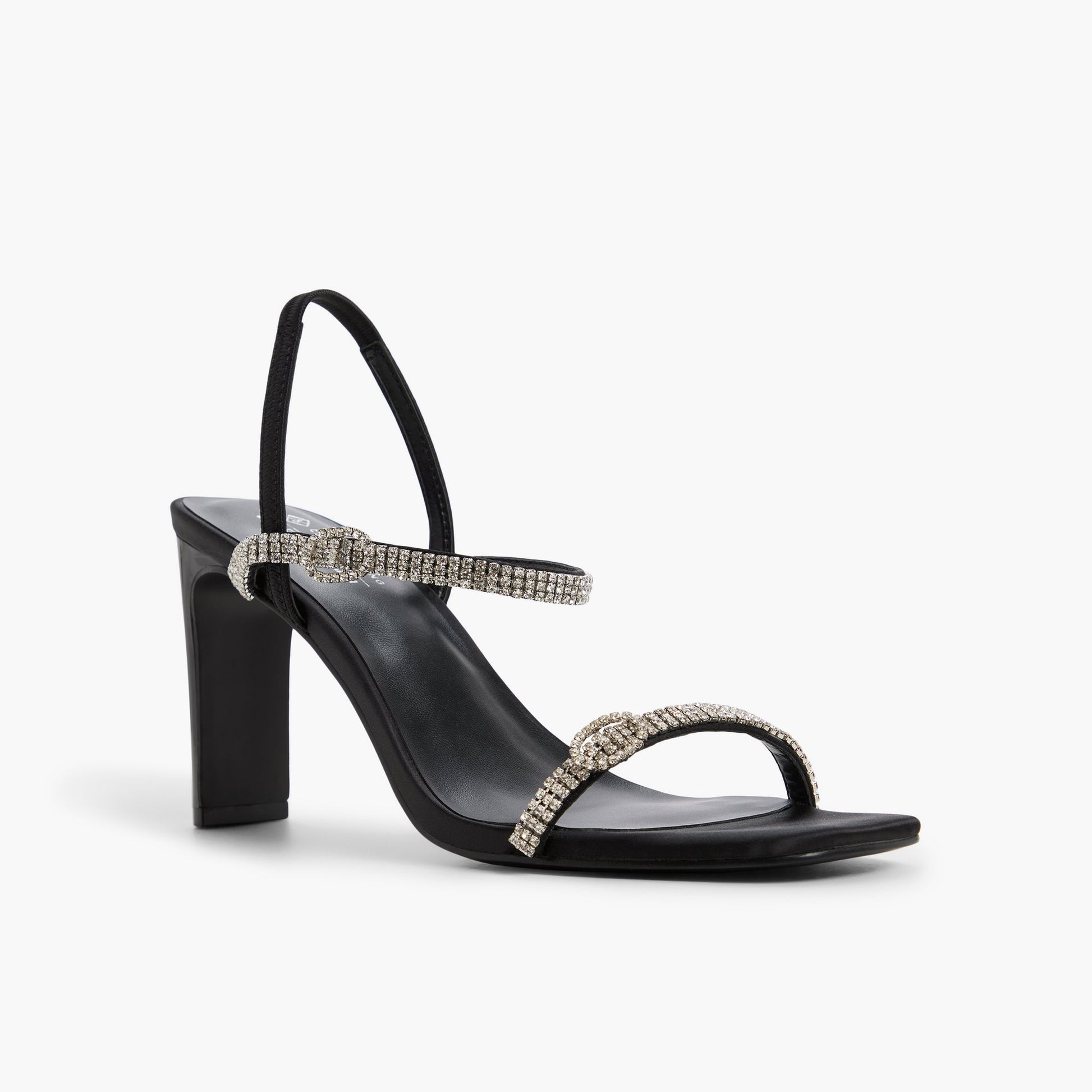 Three-quarter angle of Black Oddessa Slingback High Heels's front side