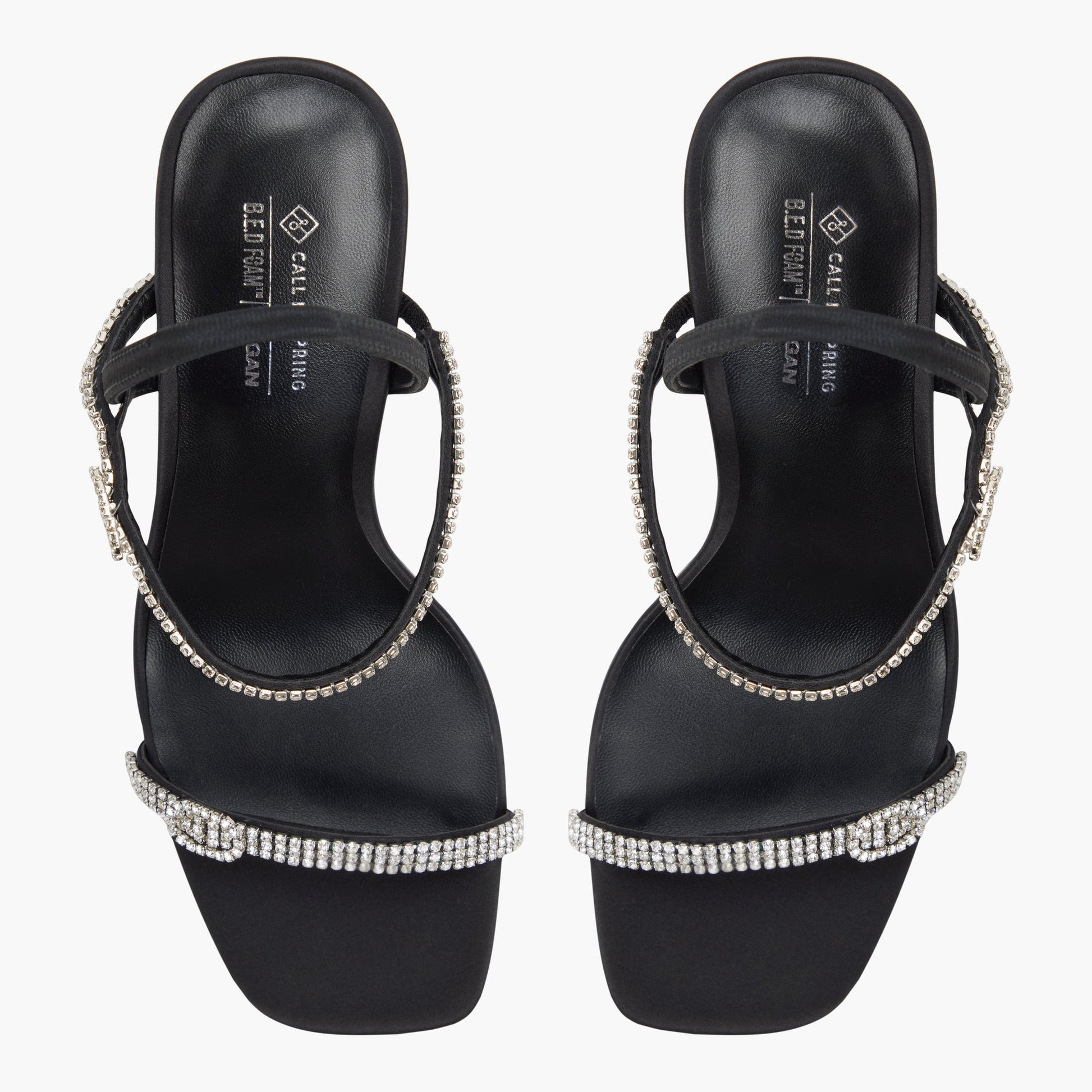 Top-down view of the Black Oddessa Slingback High Heels