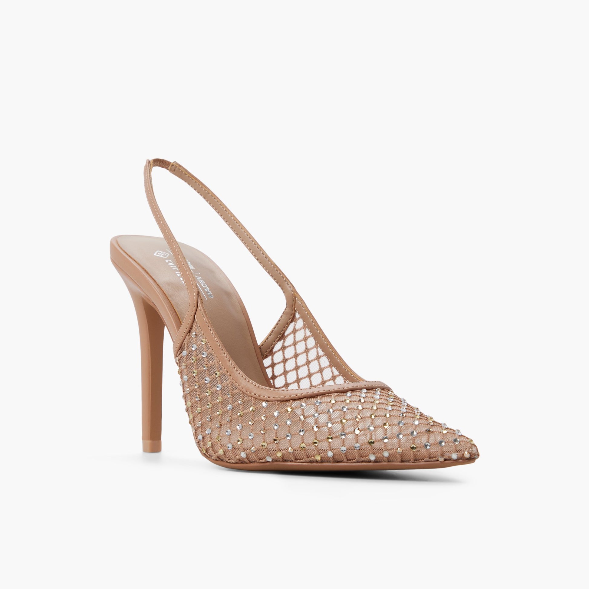 Three-quarter angle of Other beige Azita Slingback High Heels's front side