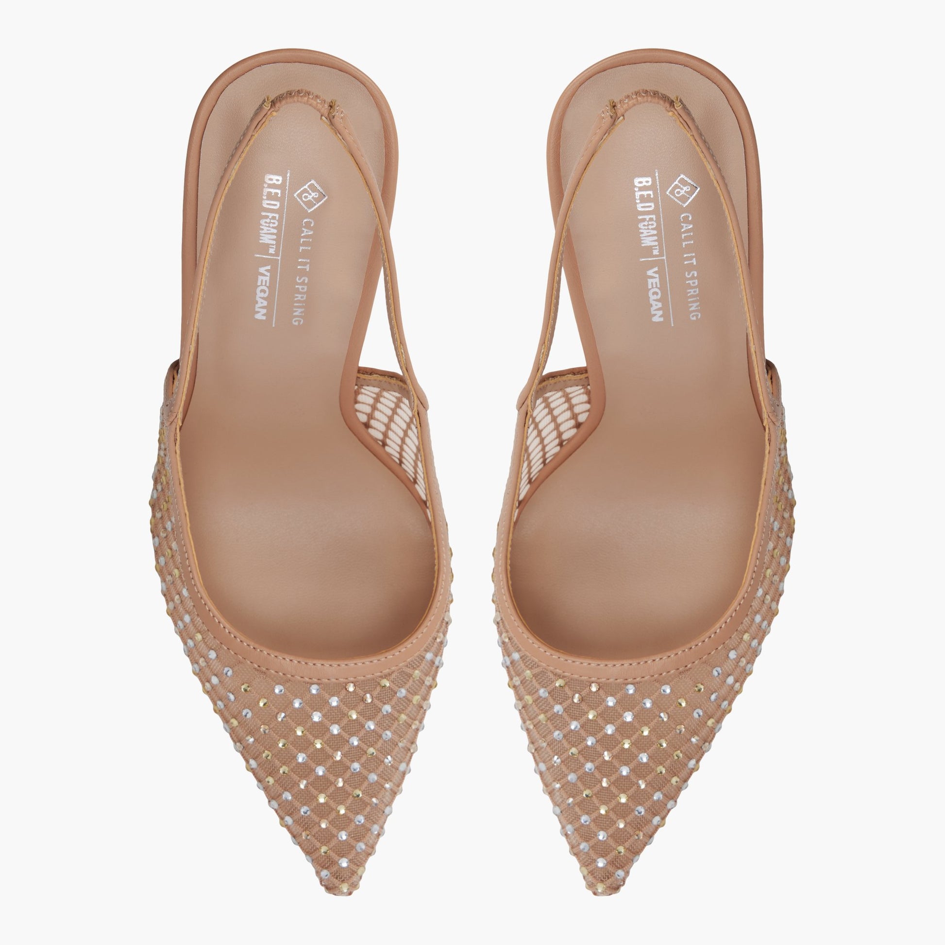 Top-down view of the Other beige Azita Slingback High Heels