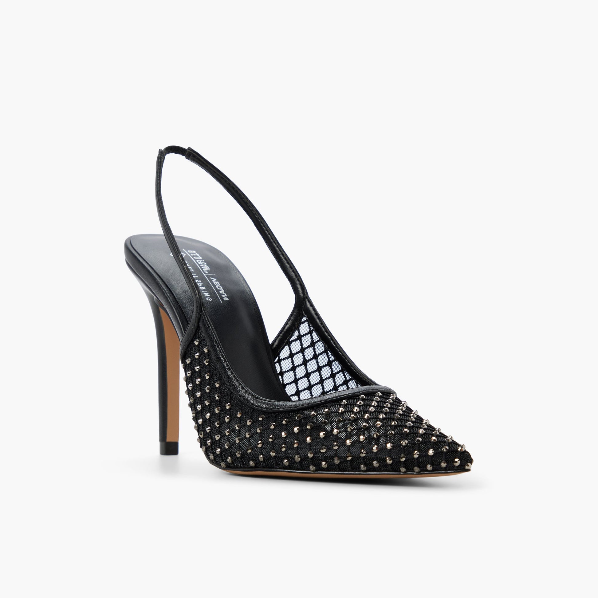 Three-quarter angle of Open black Azita Slingback High Heels's front side