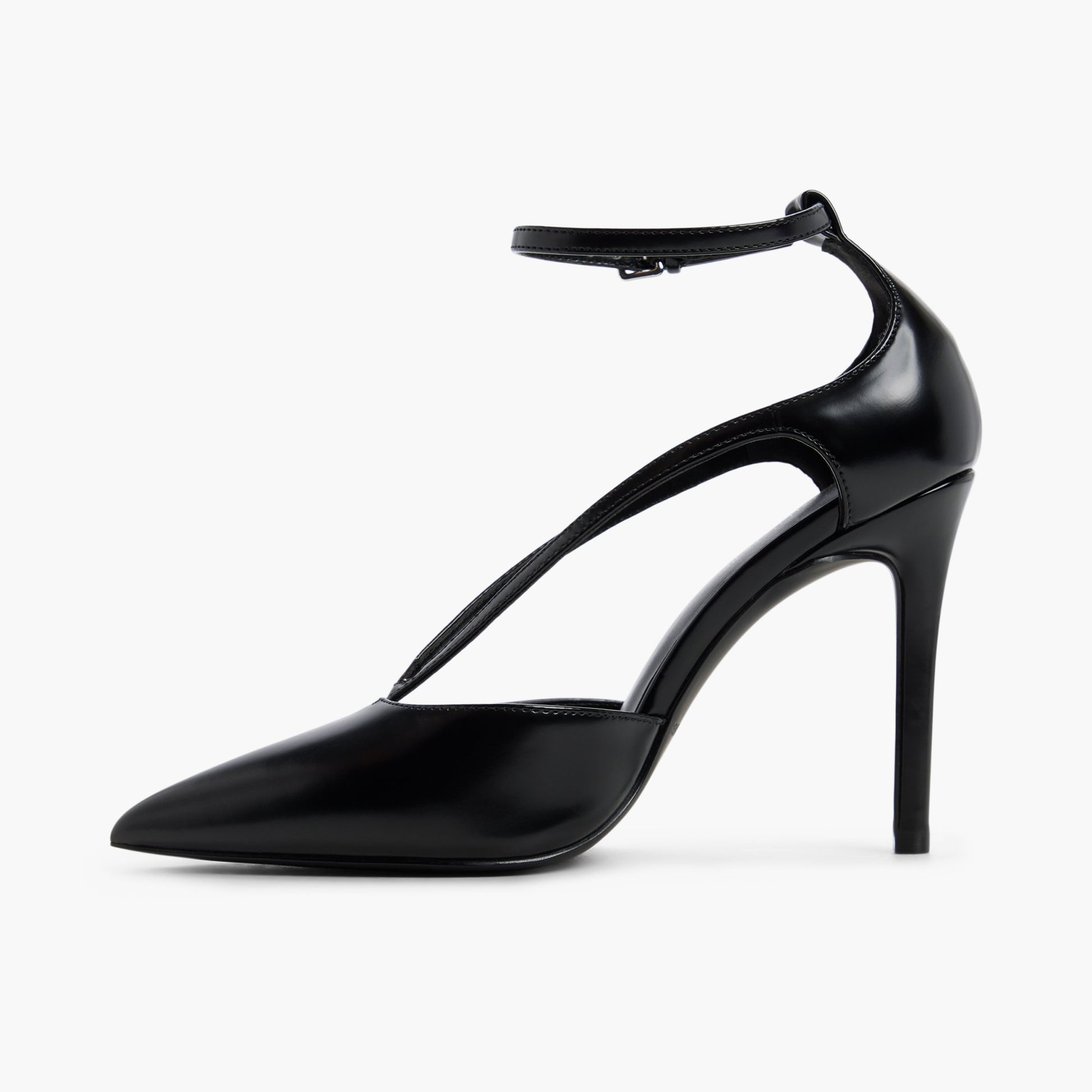 Side view of Black Vittoriaa Strappy High-Heeled Sandals