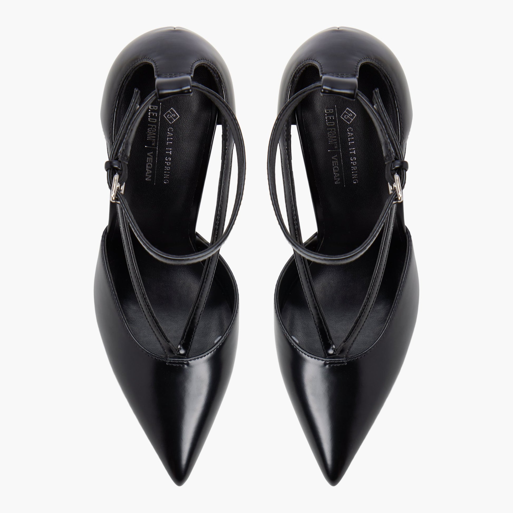 Top-down view of the Black Vittoriaa Strappy High-Heeled Sandals