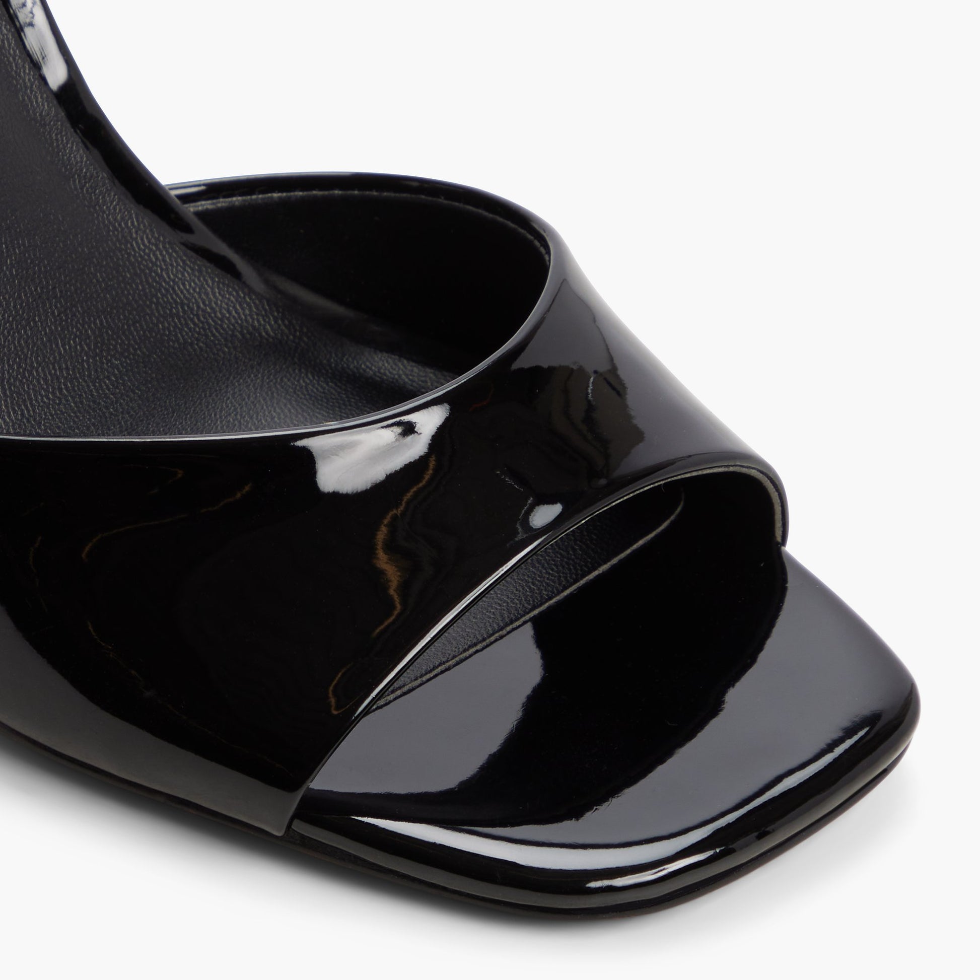 Close-up of the Black Giaanna Block Heeled Sandals