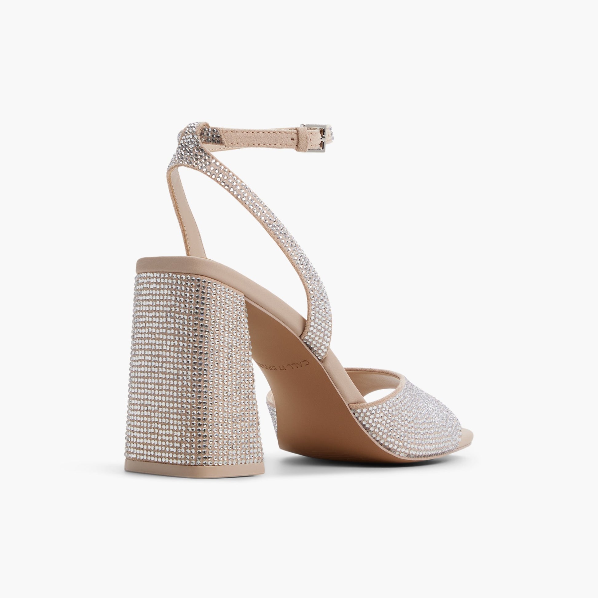 Three-quarter angle of Bone Giaanna Block Heeled Sandals's back side
