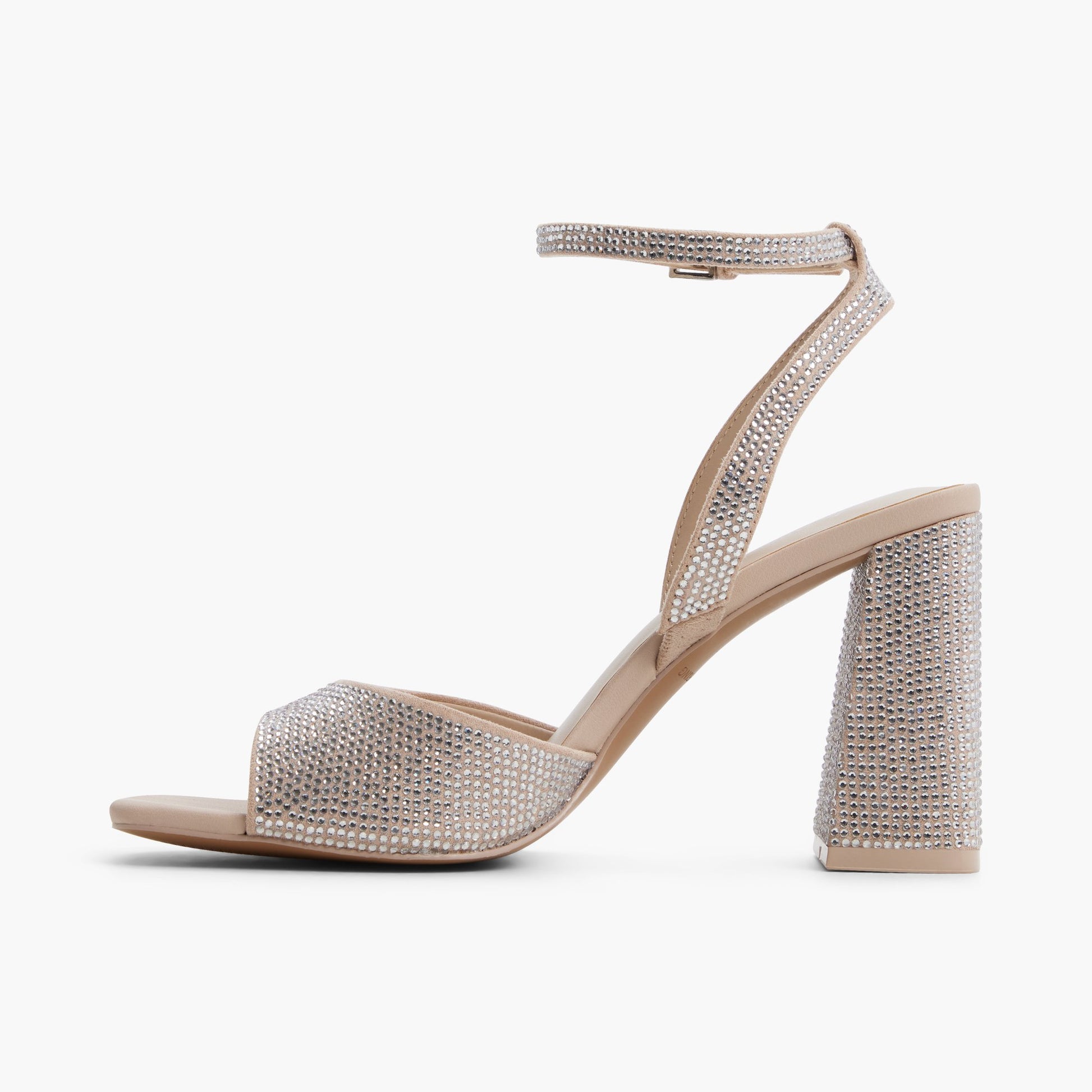 Side view of Bone Giaanna Block Heeled Sandals