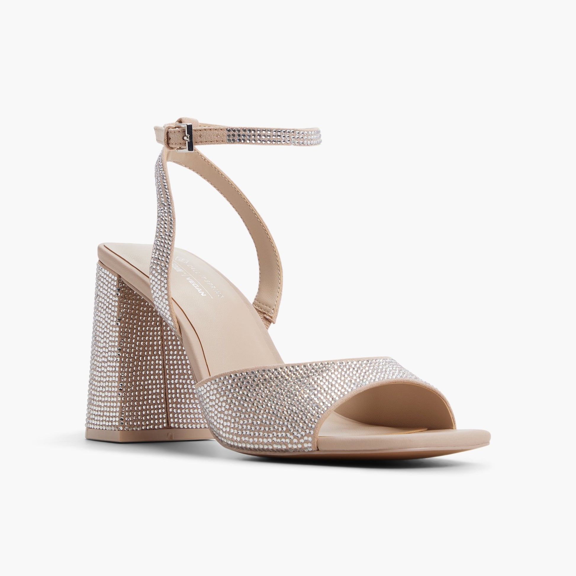 Three-quarter angle of Bone Giaanna Block Heeled Sandals's front side