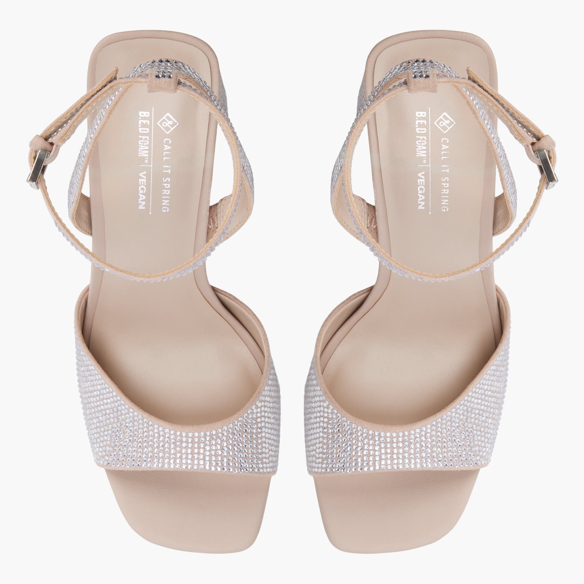 Top-down view of the Bone Giaanna Block Heeled Sandals