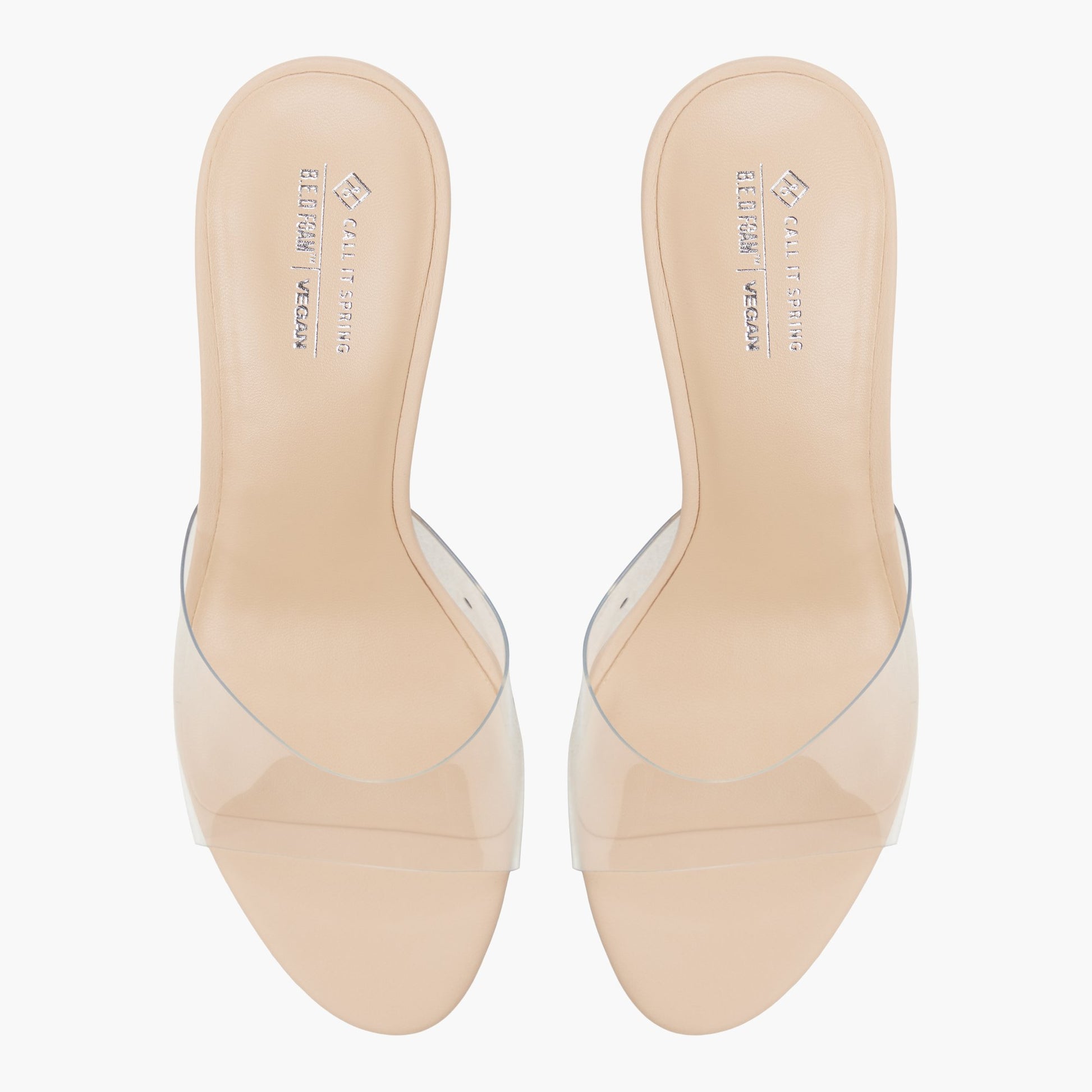 Top-down view of the Clear Bettiie Heeled Mules