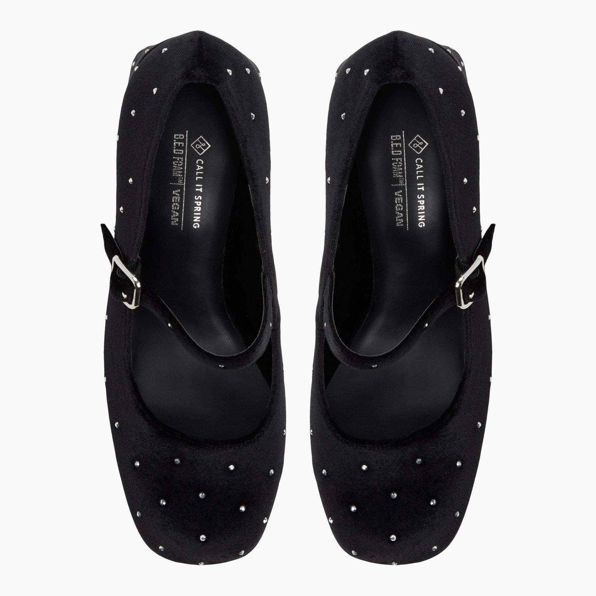 Test FR:Top-down view of the Noir Ouvert Addele Mary janes à talon bloc