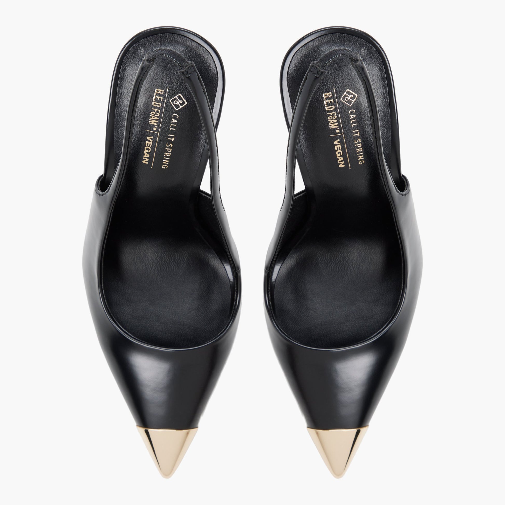 Top-down view of the Black Giuliaa Slingback High Heels