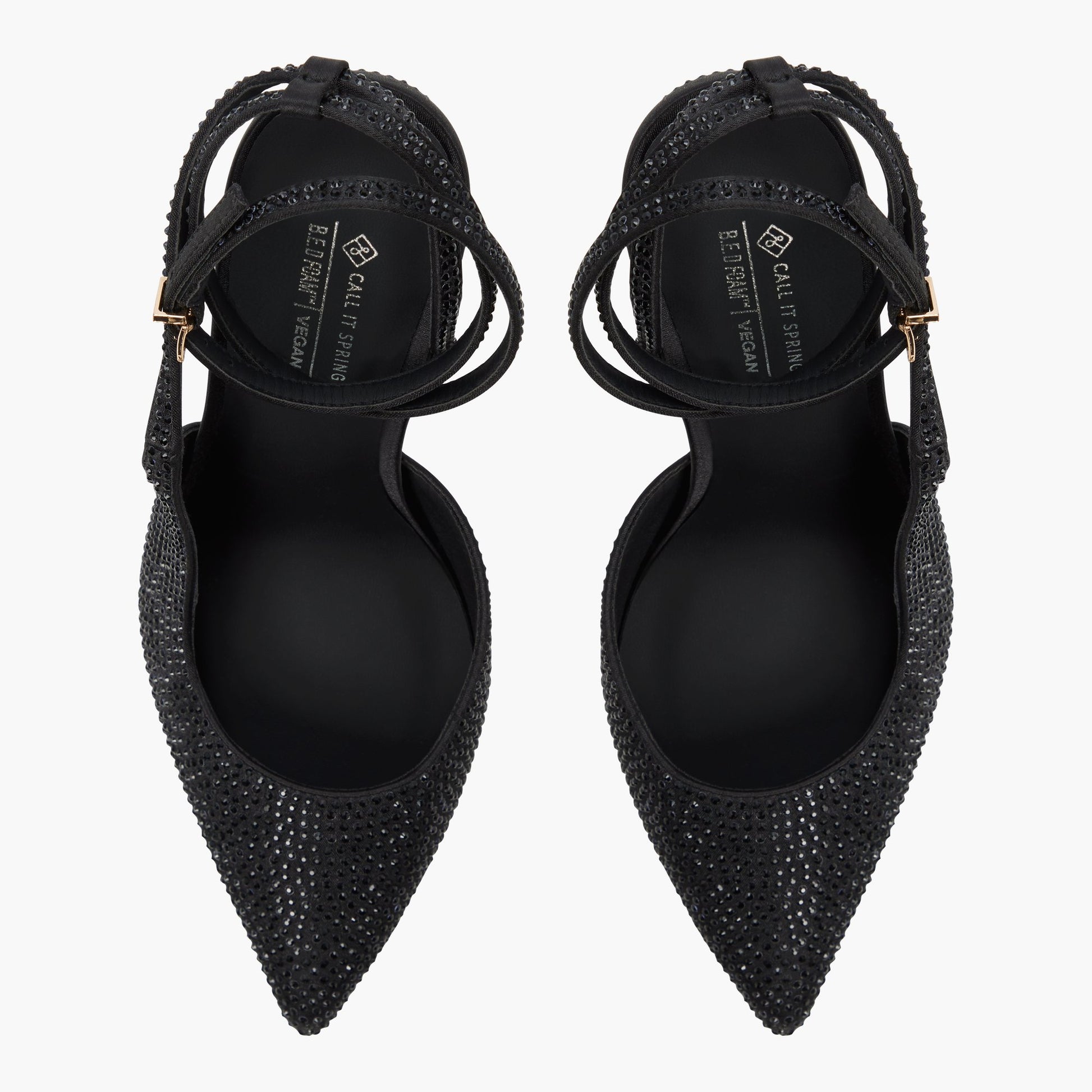 Top-down view of the Black Antheia High heel pumps