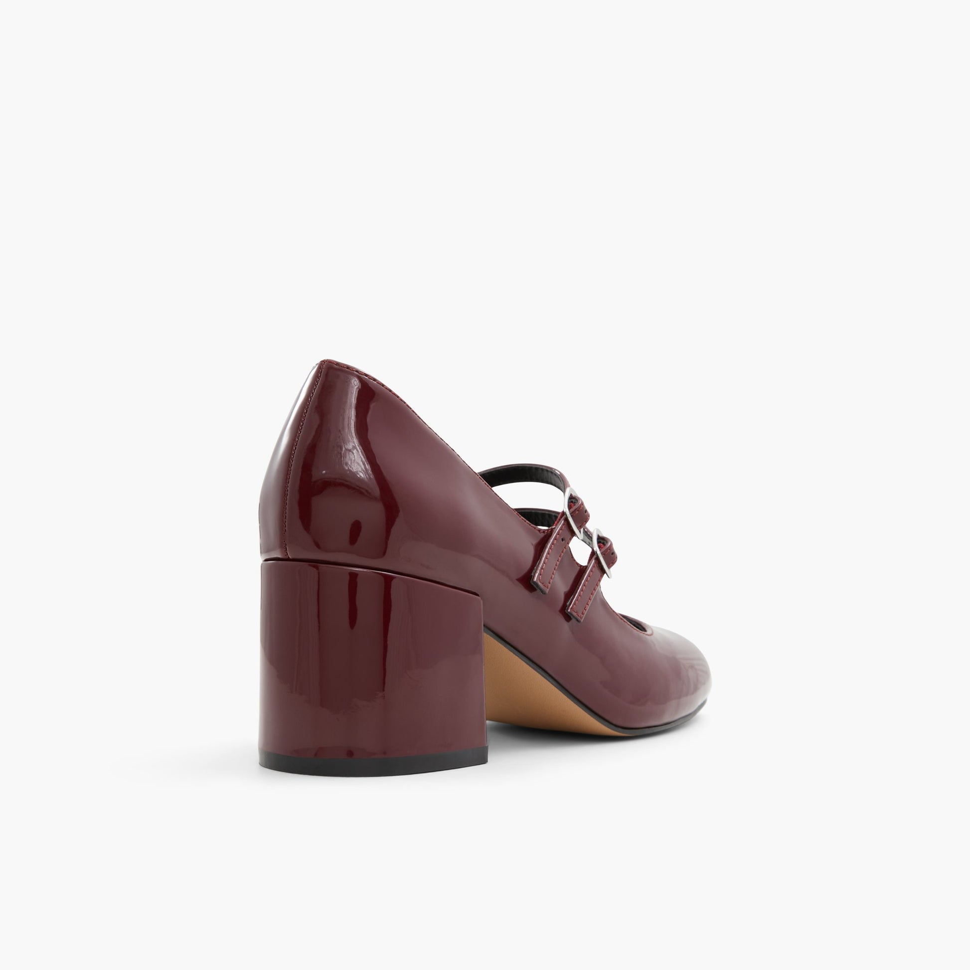 Three-quarter angle of Bordo Ruubyy Block Heel Mary Janes's back side