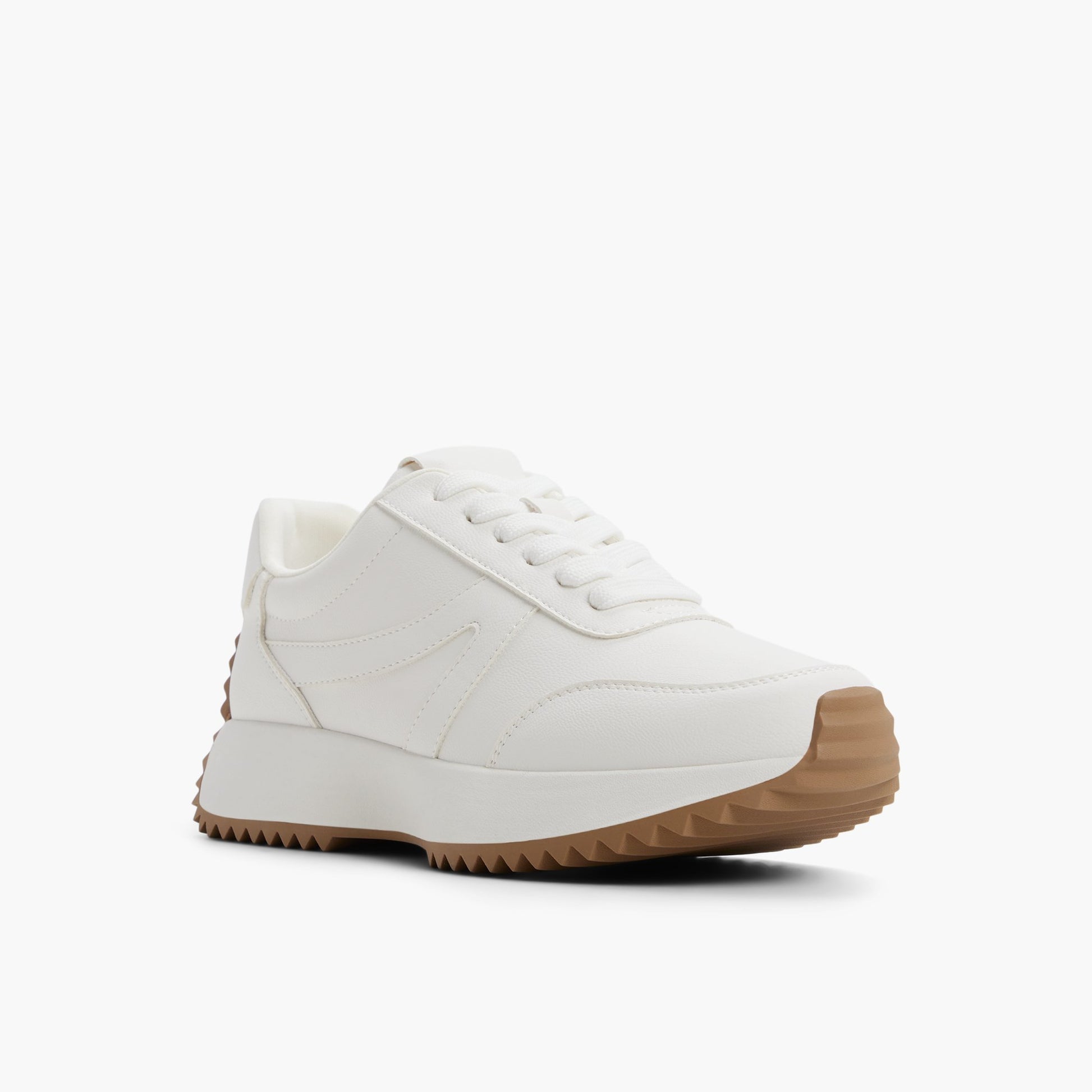 Three-quarter angle of White Daniie Low-Top Sneakers's front side