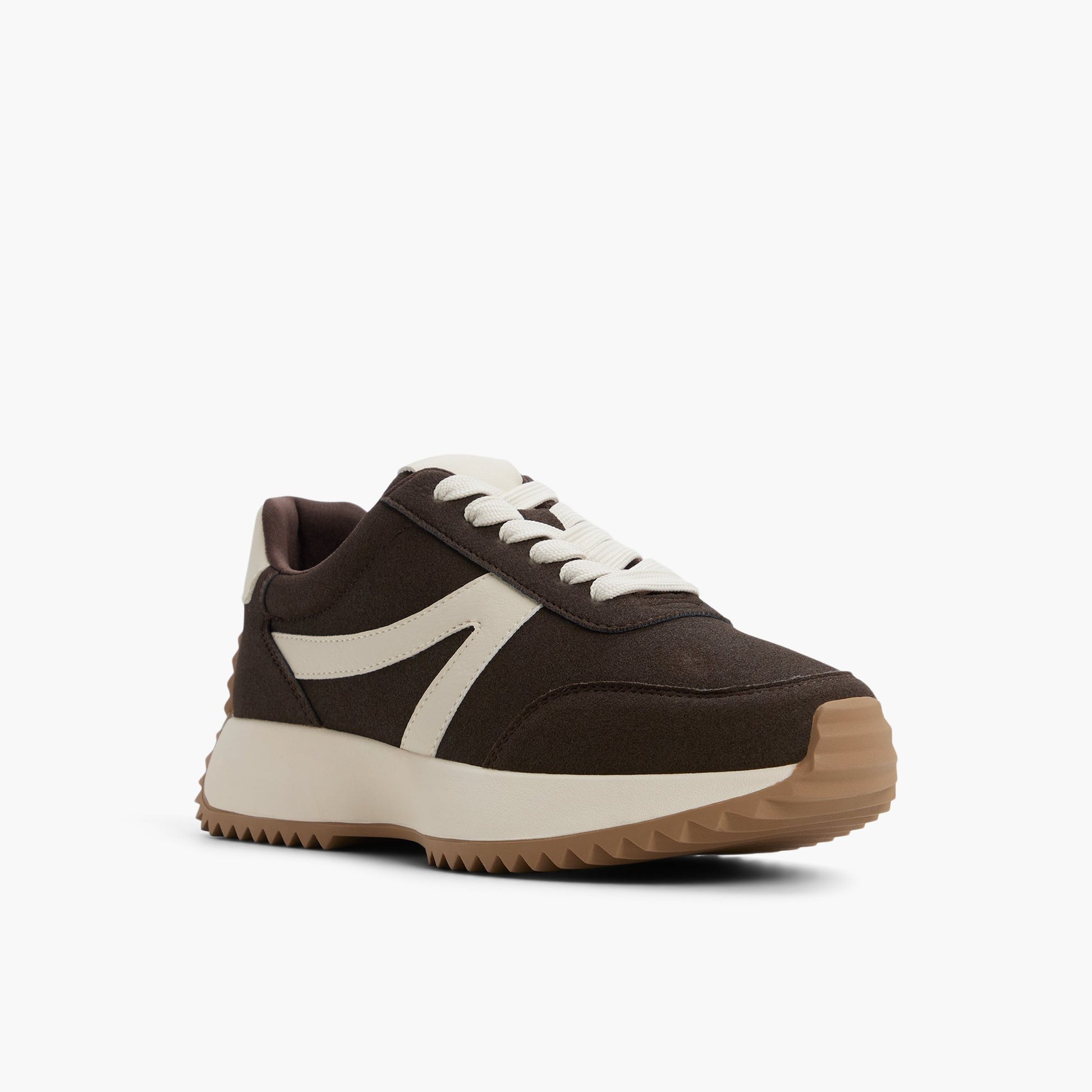 Three-quarter angle of Dark brown Daniie Low-Top Sneakers's front side