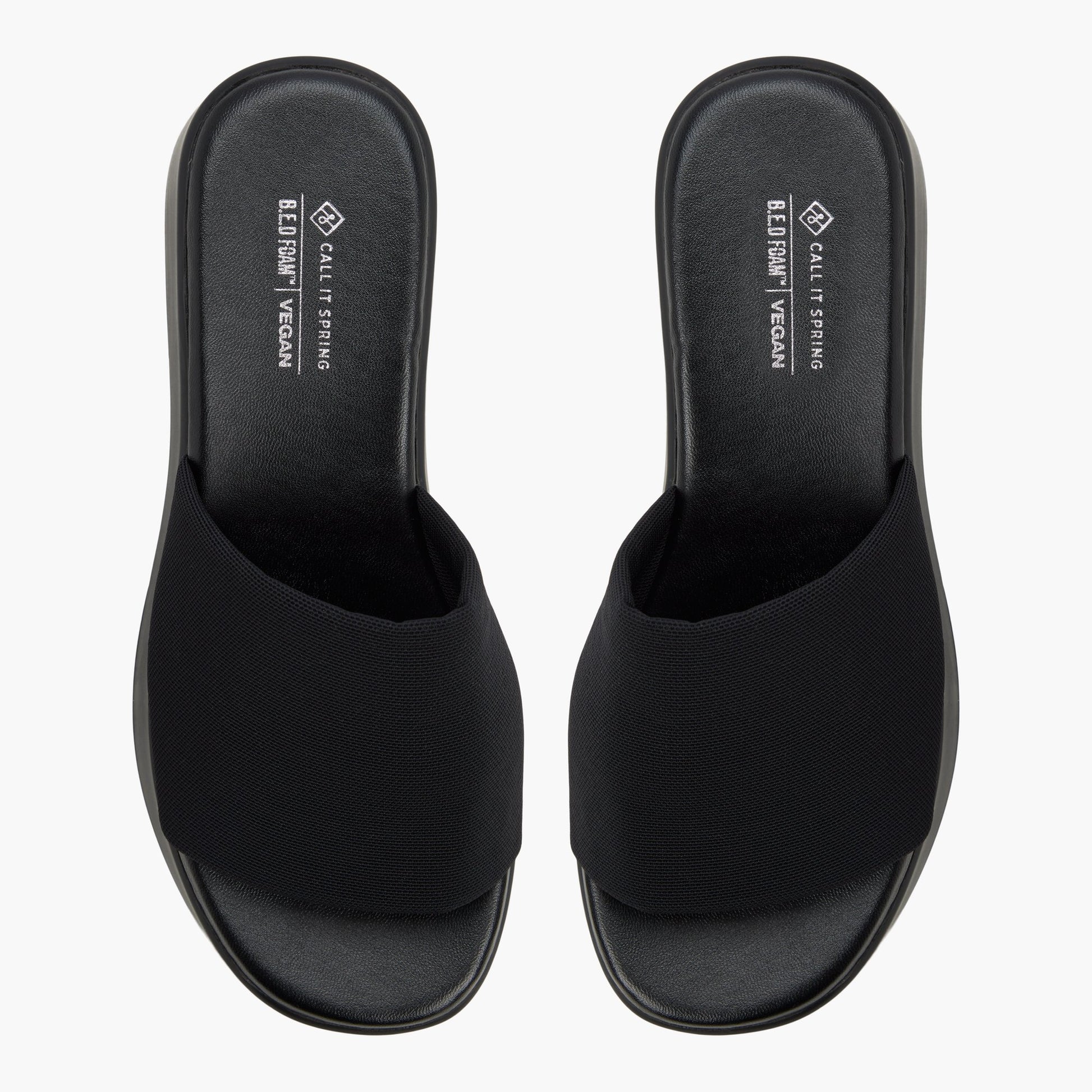Top-down view of the Open black Noemii Wedge Mules