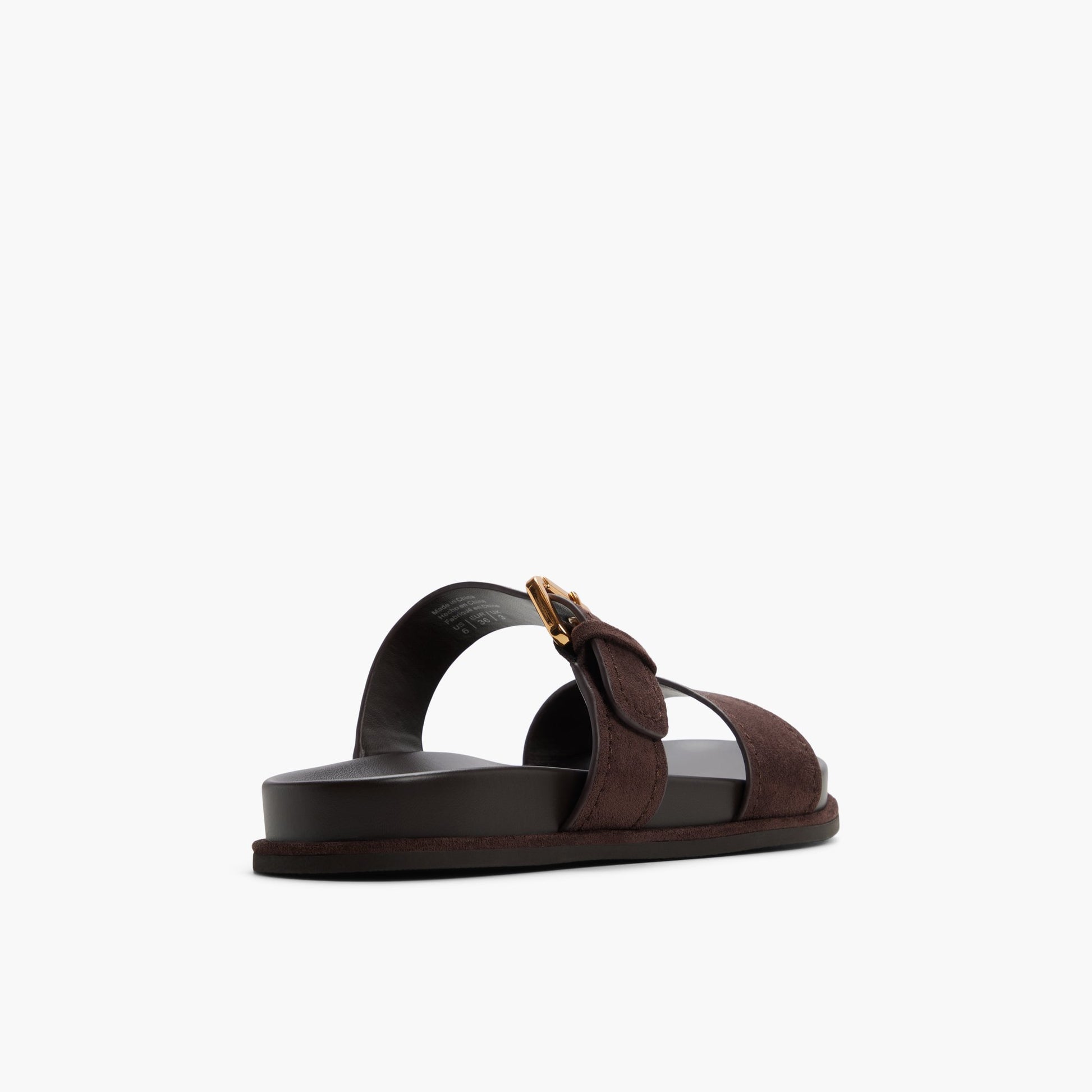 Three-quarter angle of Dark brown Catanya Slides's back side